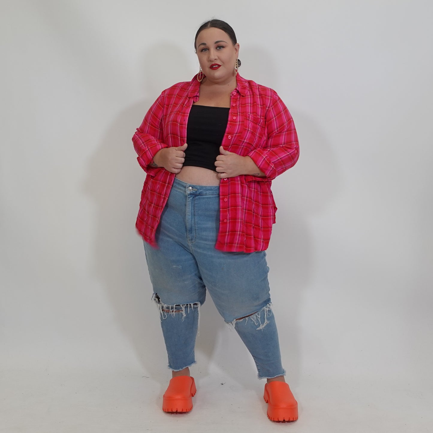 Pink and Red Flannel Shirt