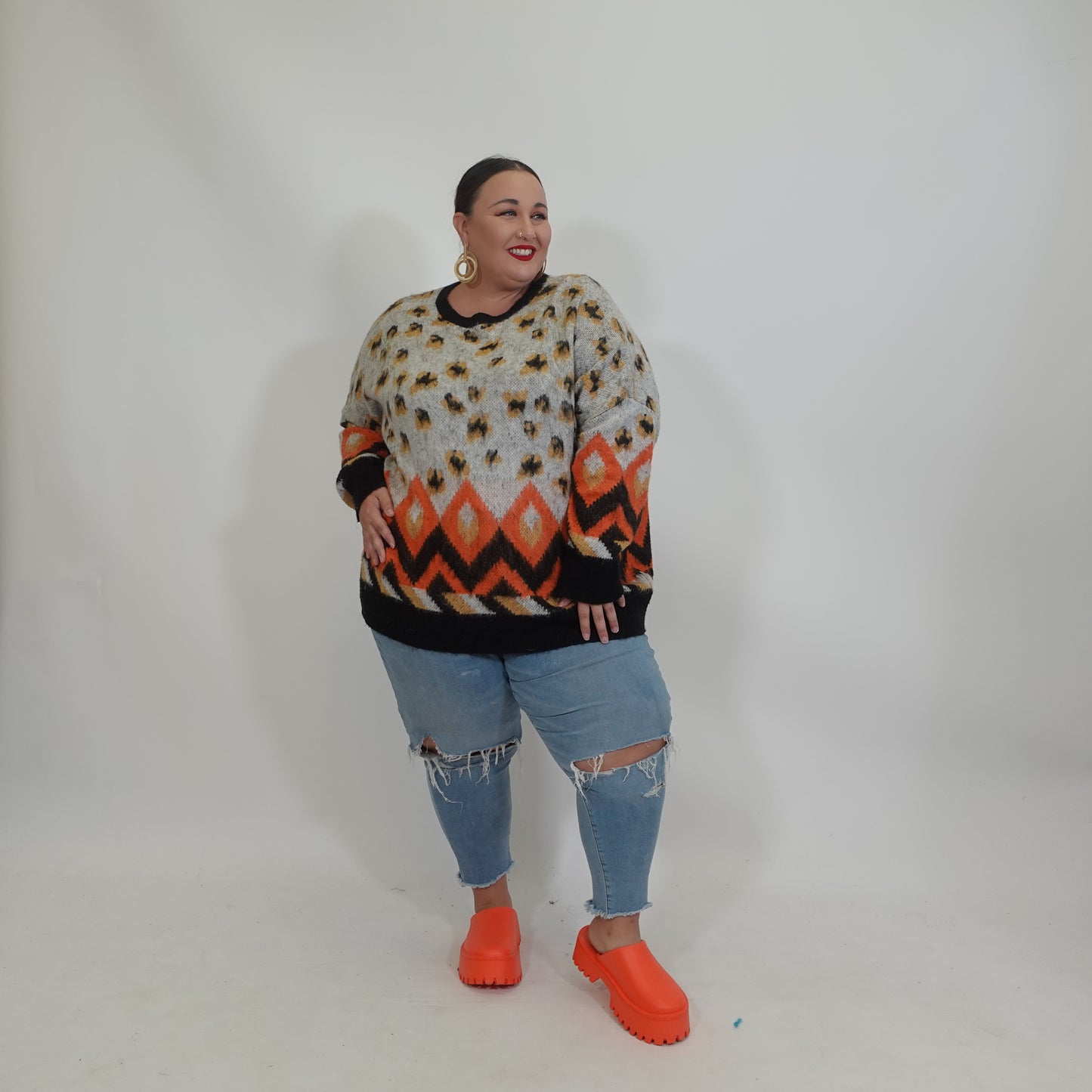 Multicolored Abstract Print Sweater
