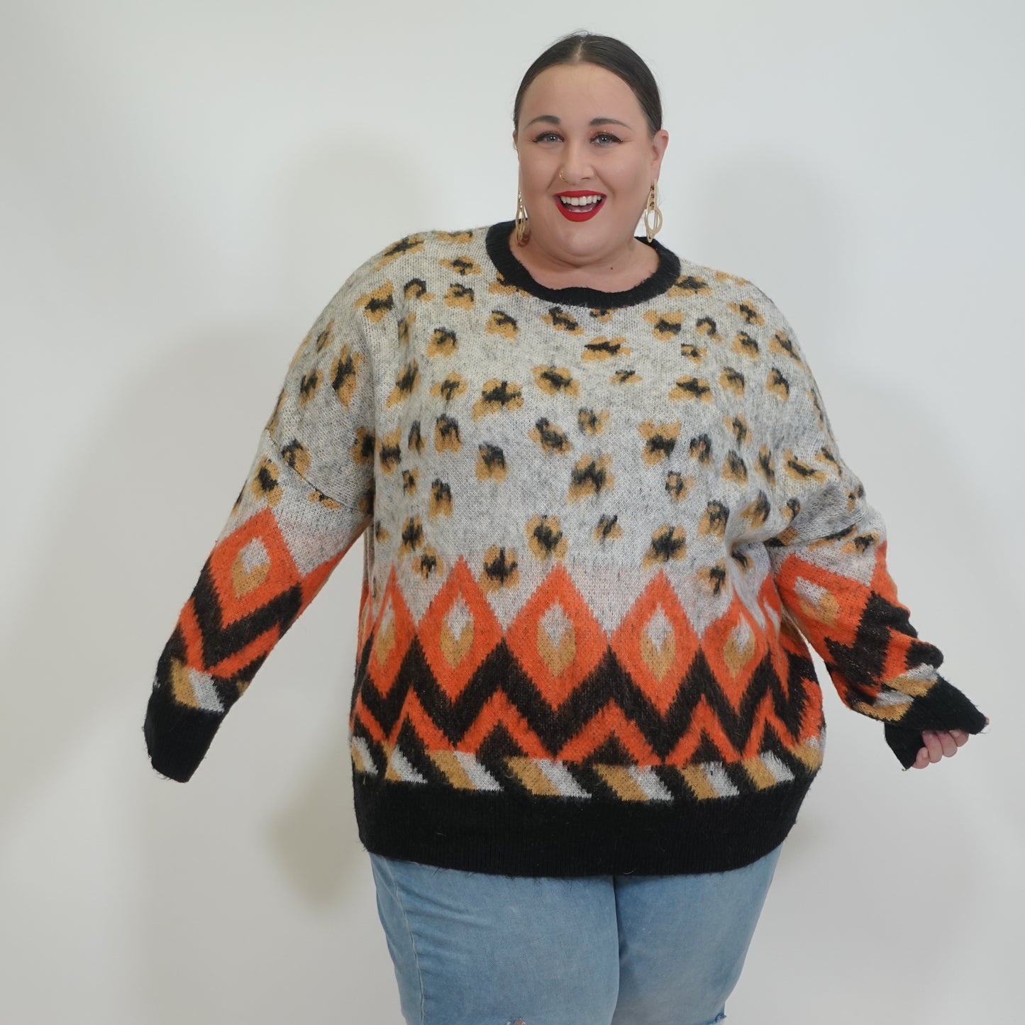 Multicolored Abstract Print Sweater