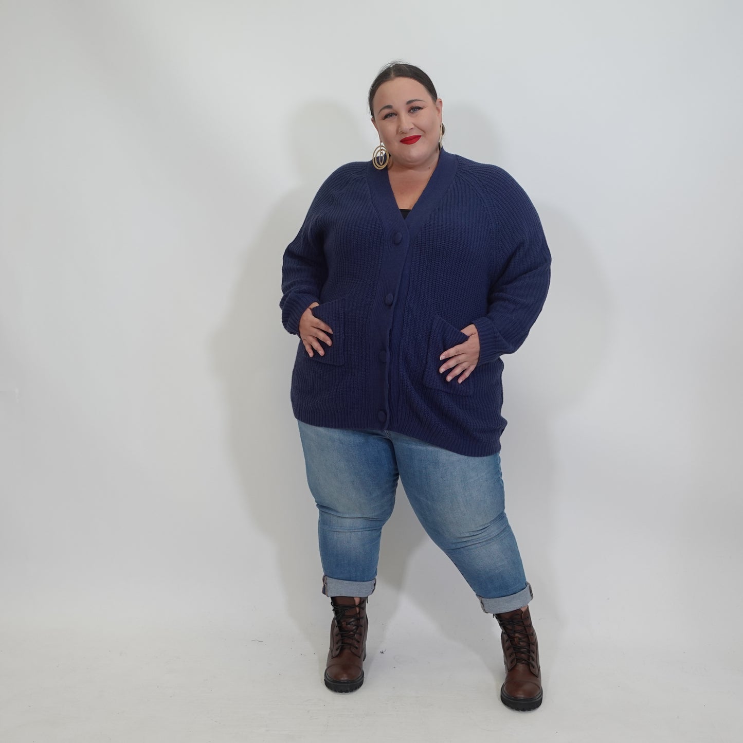 Navy Button Front Cardigan