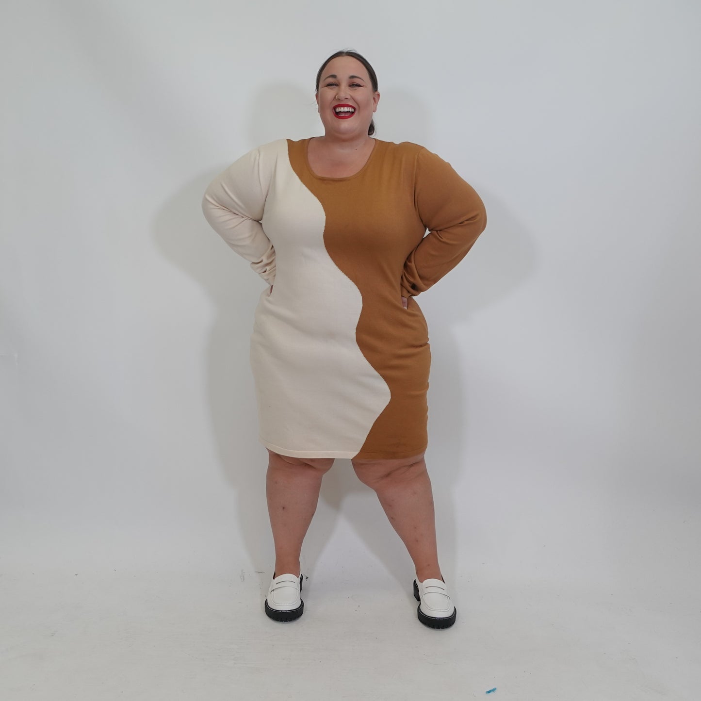 Two-Tone Knit Sweater Dress NWT