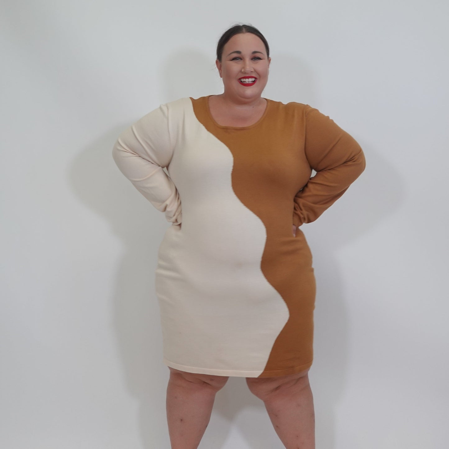 Two-Tone Knit Sweater Dress NWT