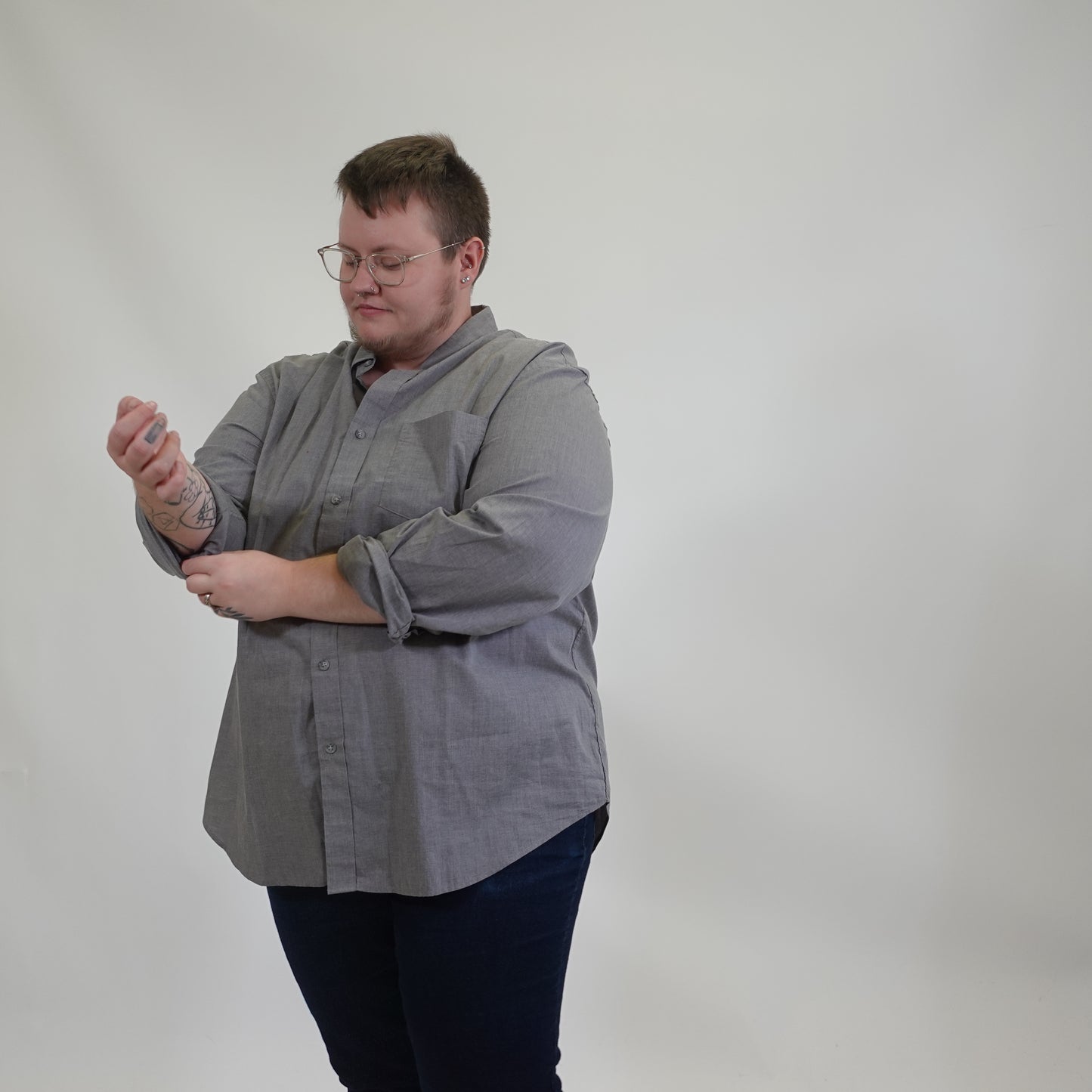 Grey Long Sleeve Button Down