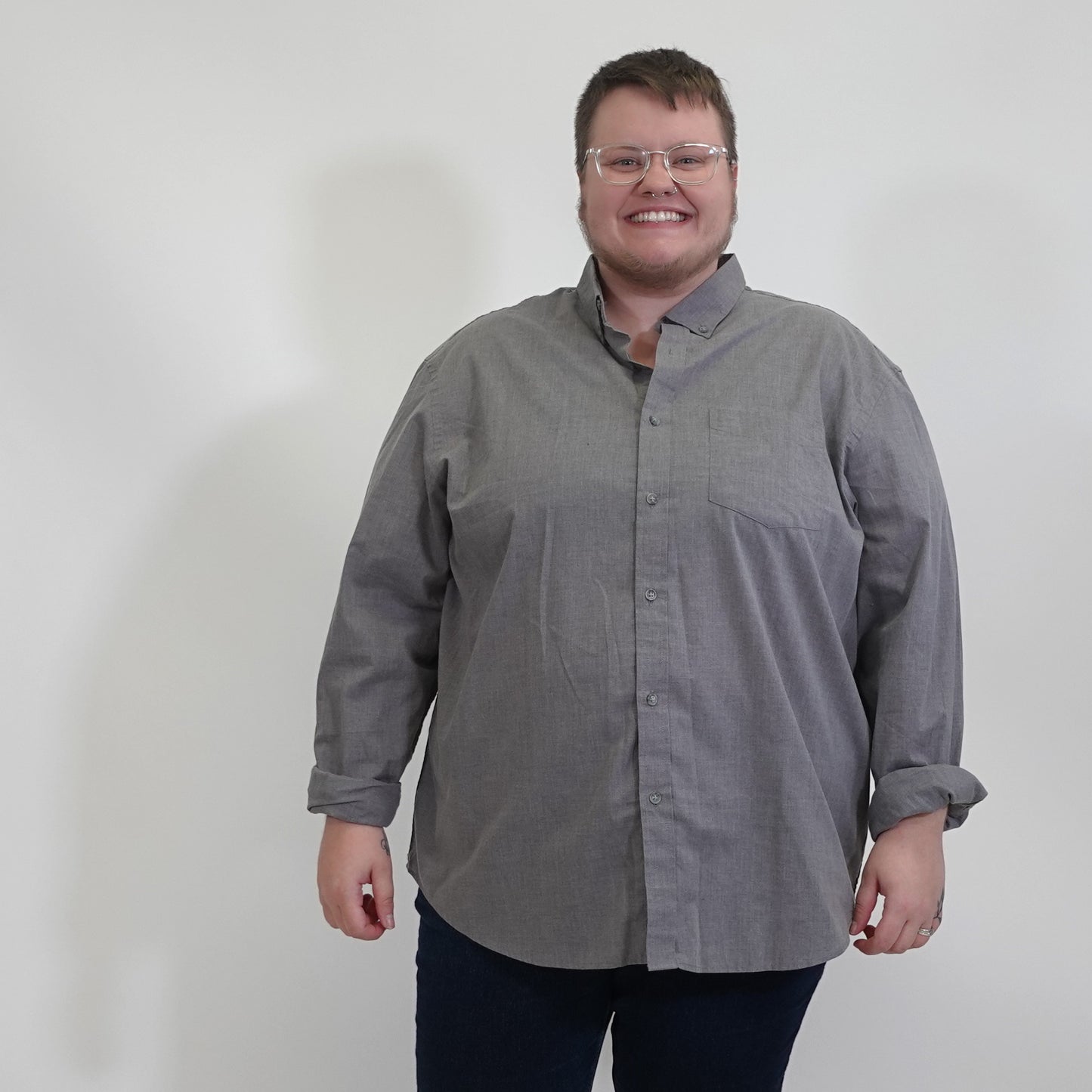 Grey Long Sleeve Button Down