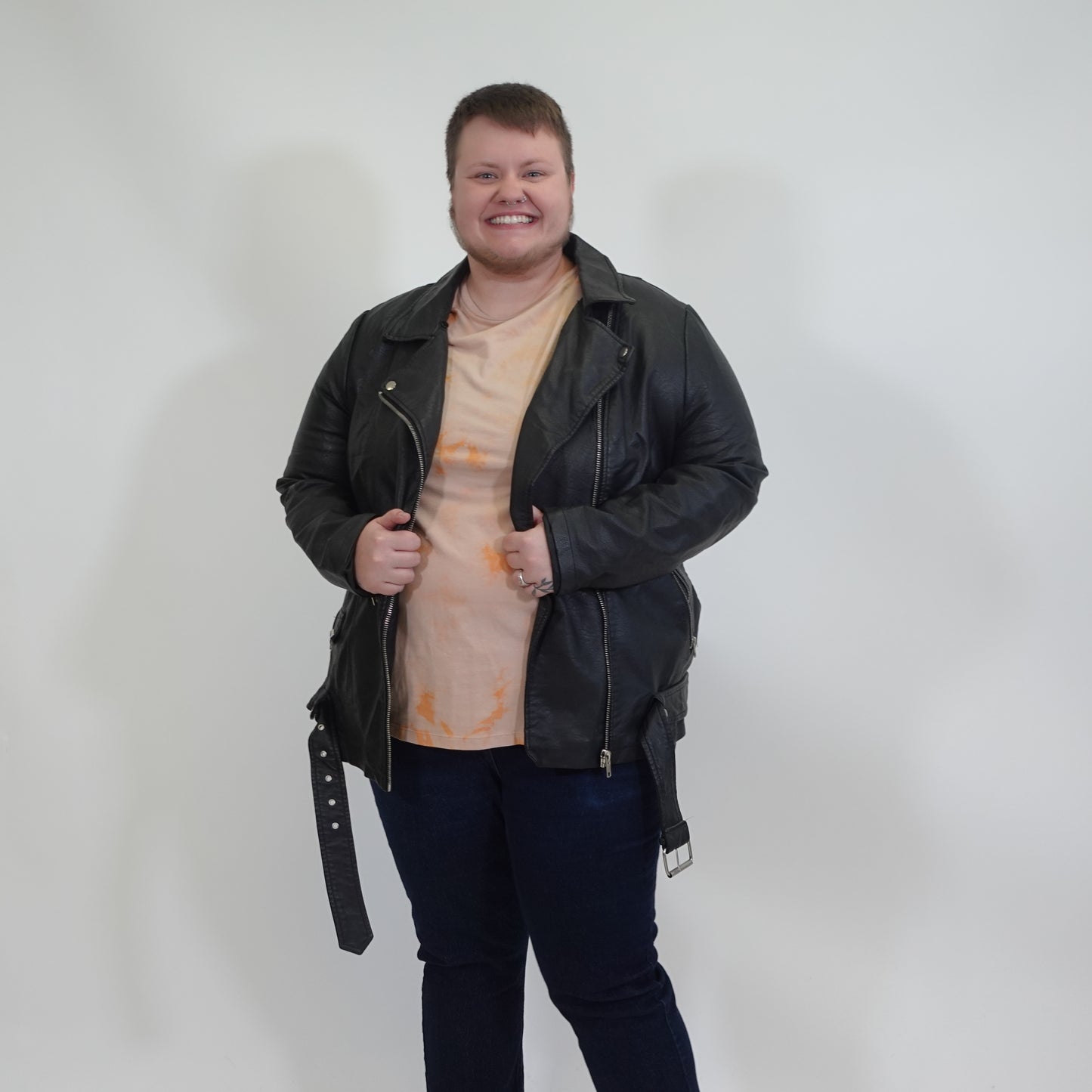 Faux Leather Black Leather Moto Jacket