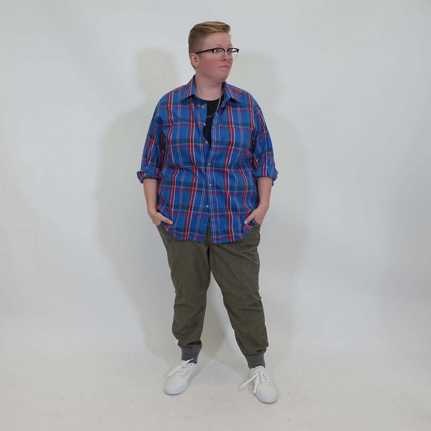 Blue and Red Plaid Button Down