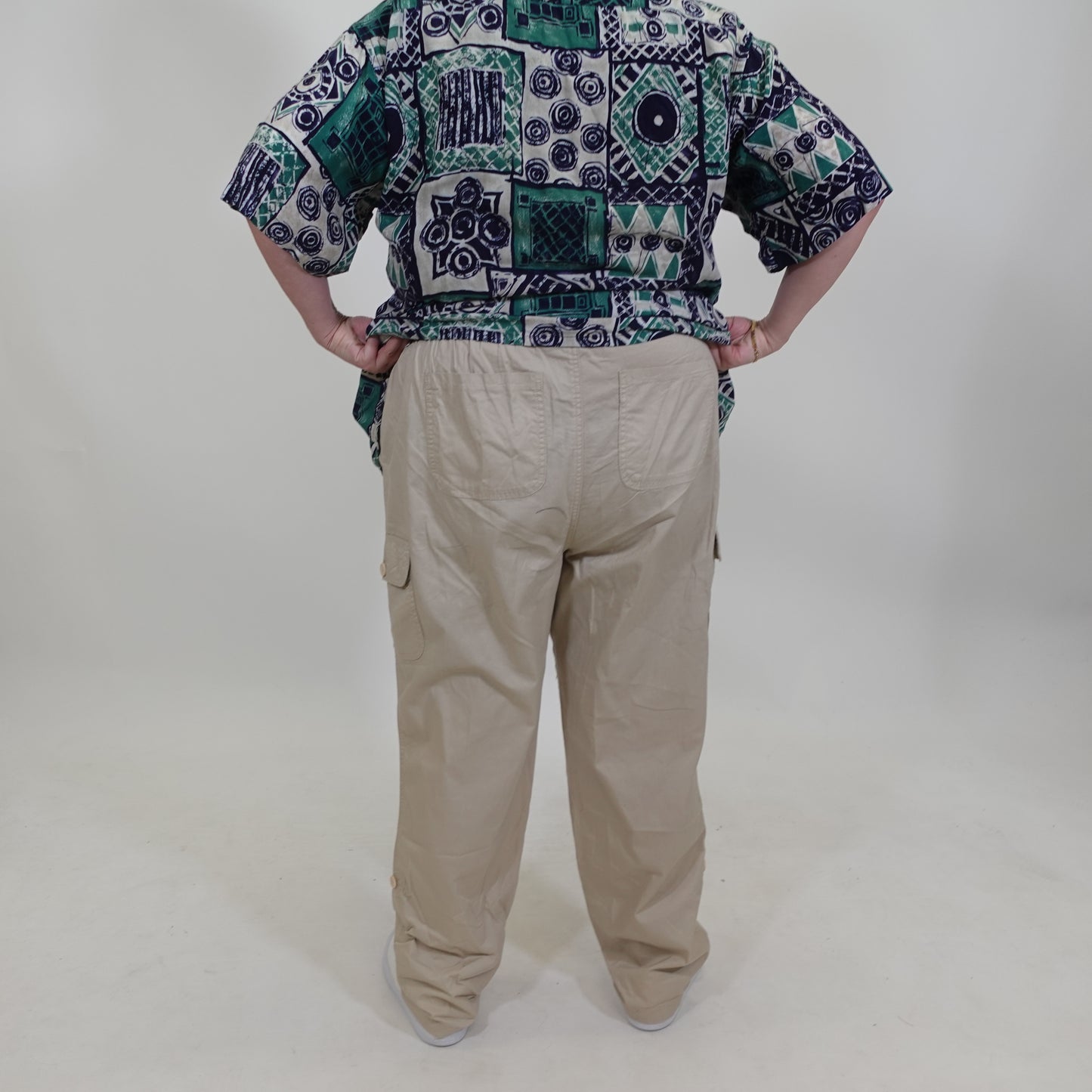 Tan Cargo Pants with Drawstring Waist