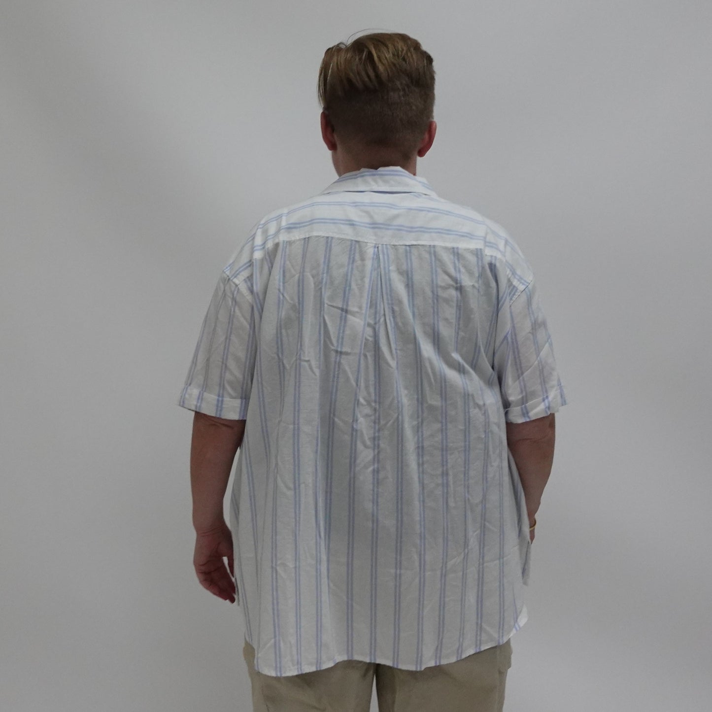 Blue and White Stripe Short Sleeve Button Up NWT