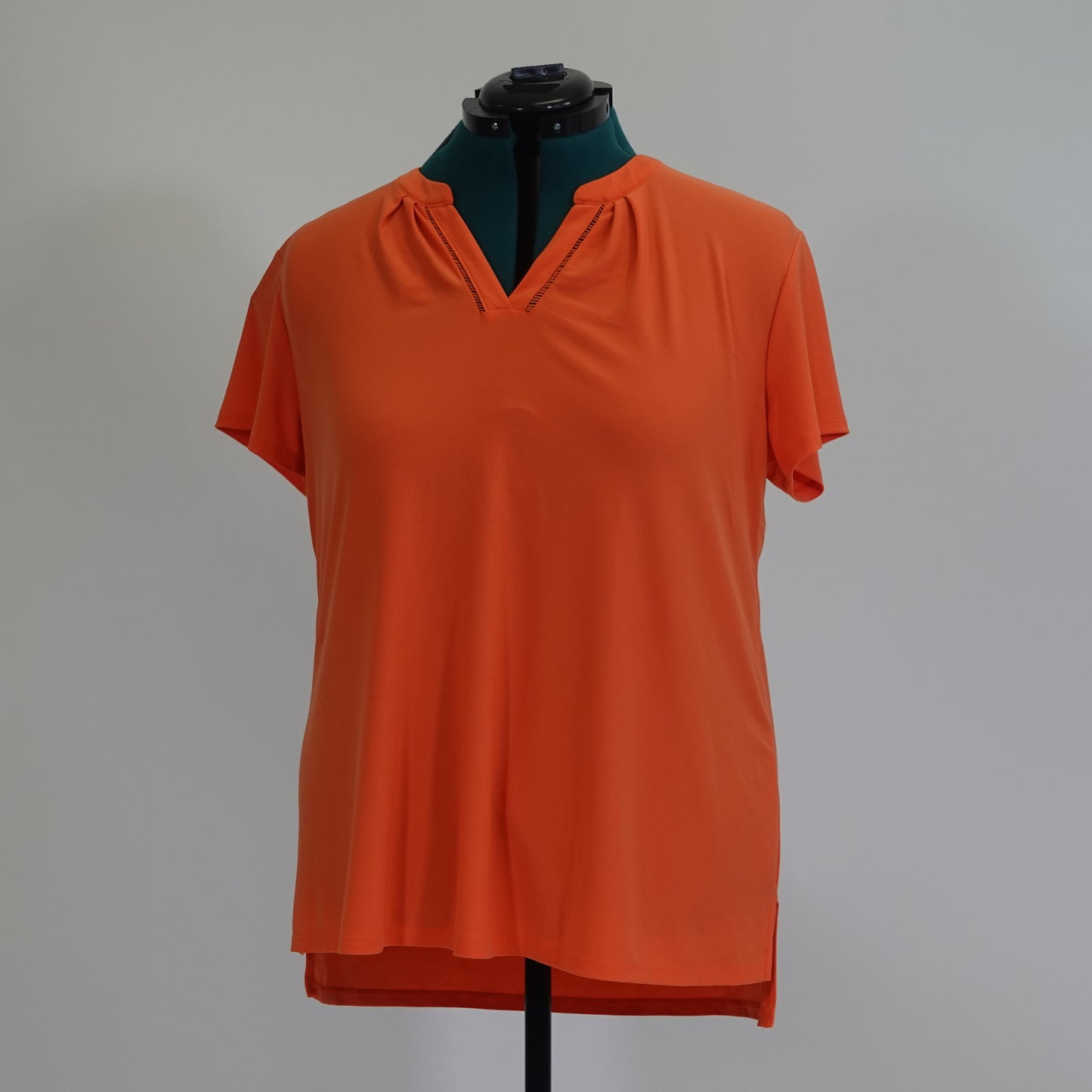 Orange Notched V Neck Top