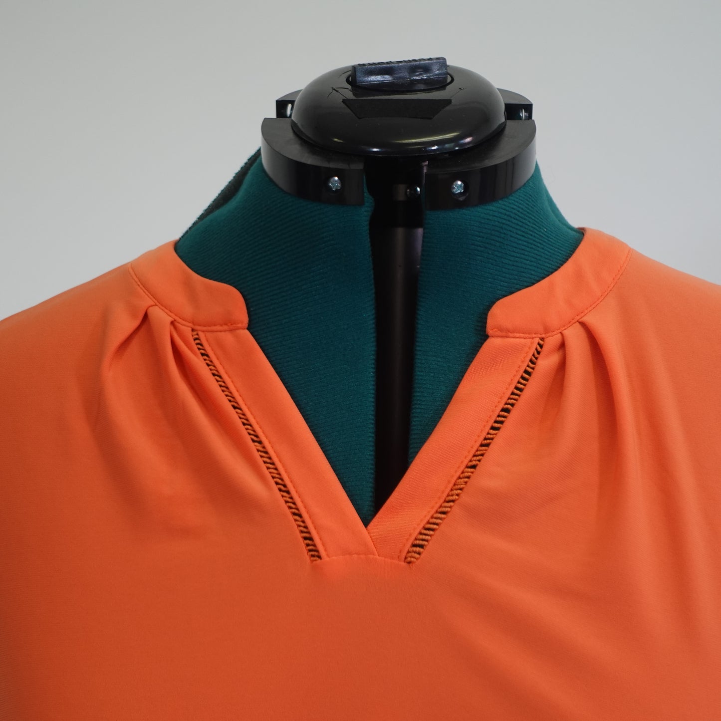 Orange Notched V Neck Top