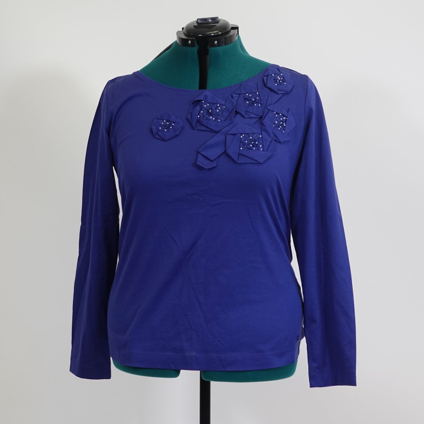Vintage Escada Blue Shirt with 3D Flowers