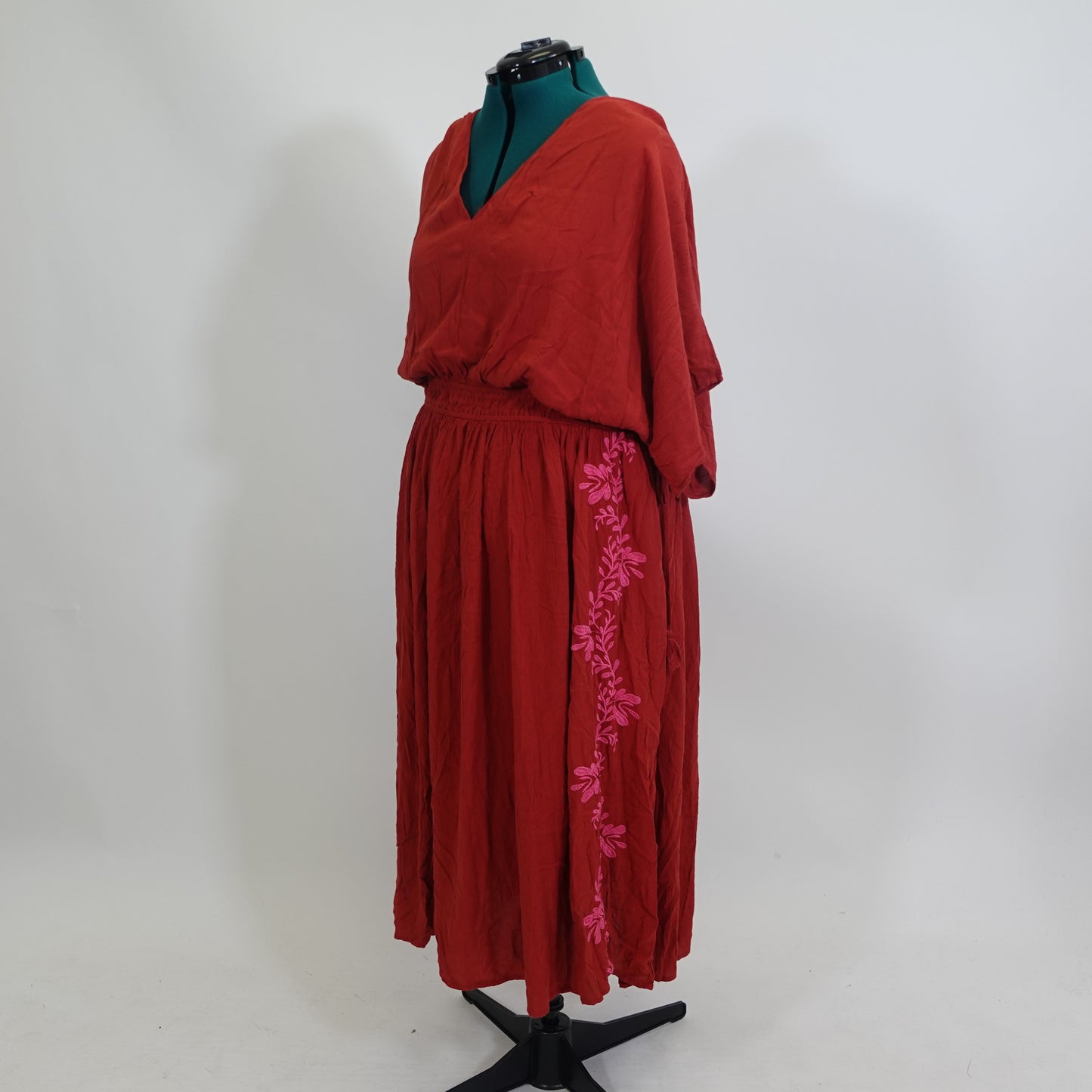 Red Dress with Pink Embroidery NWT