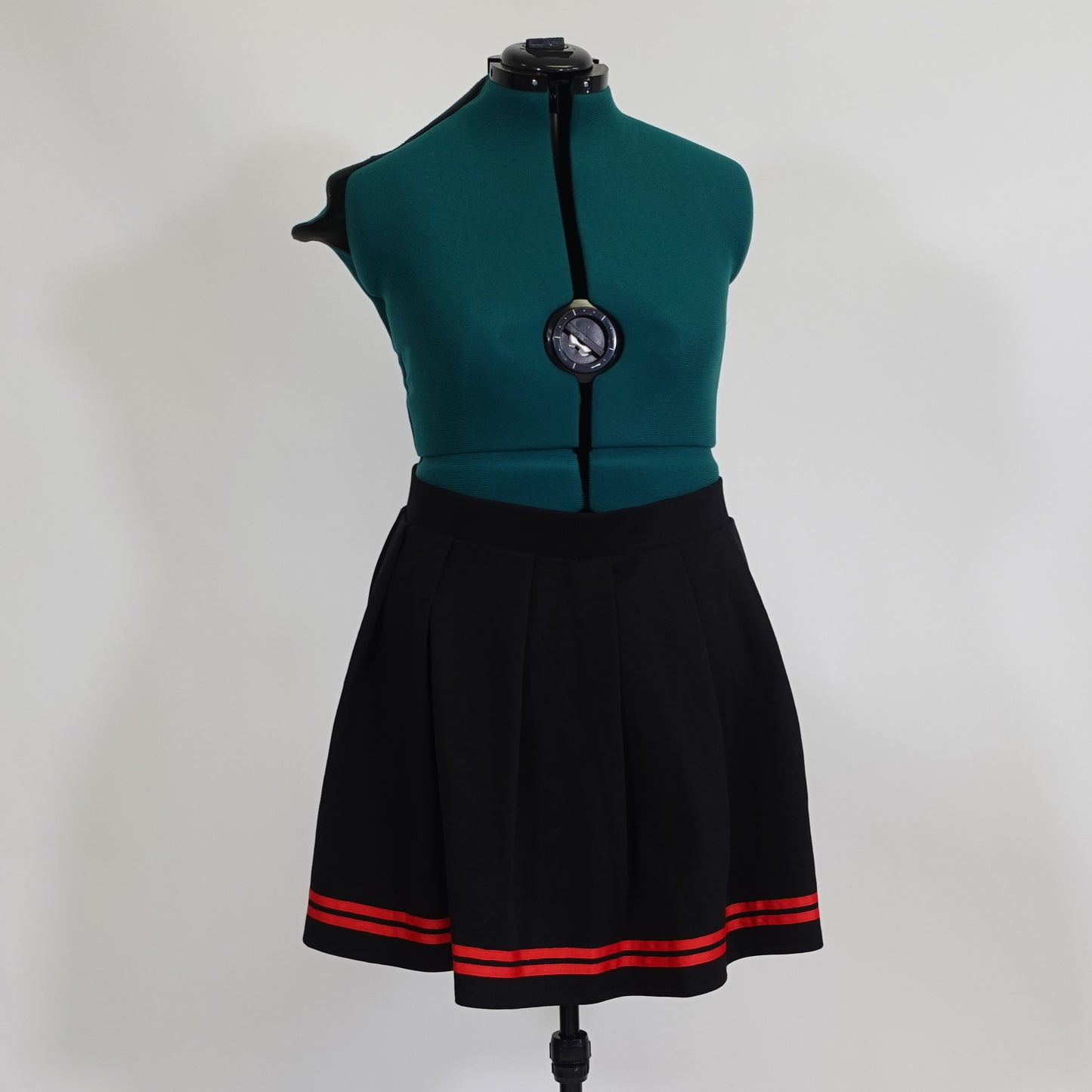 Black Pleated Skirt with Red Stripes NWT