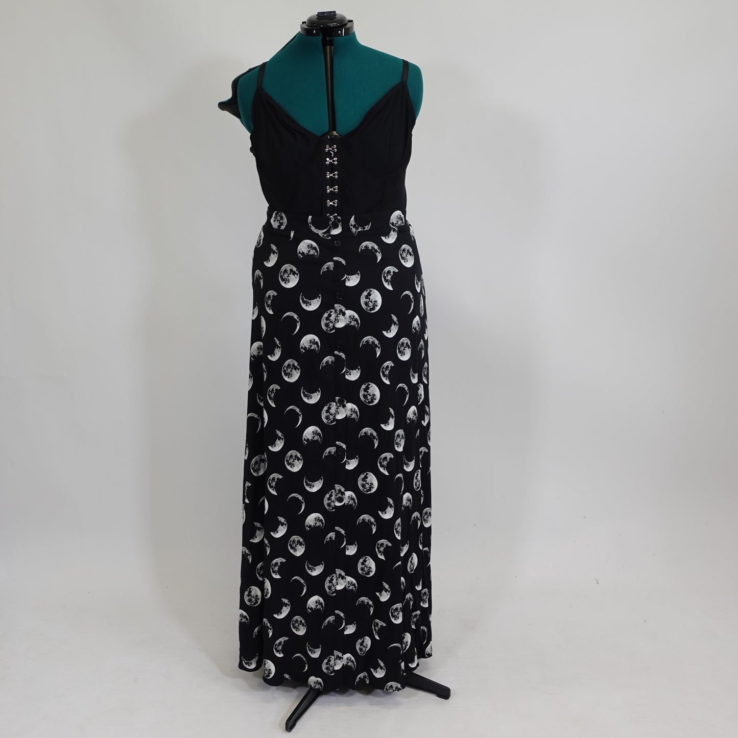 Moon Phases Faux Button Front Maxi Skirt