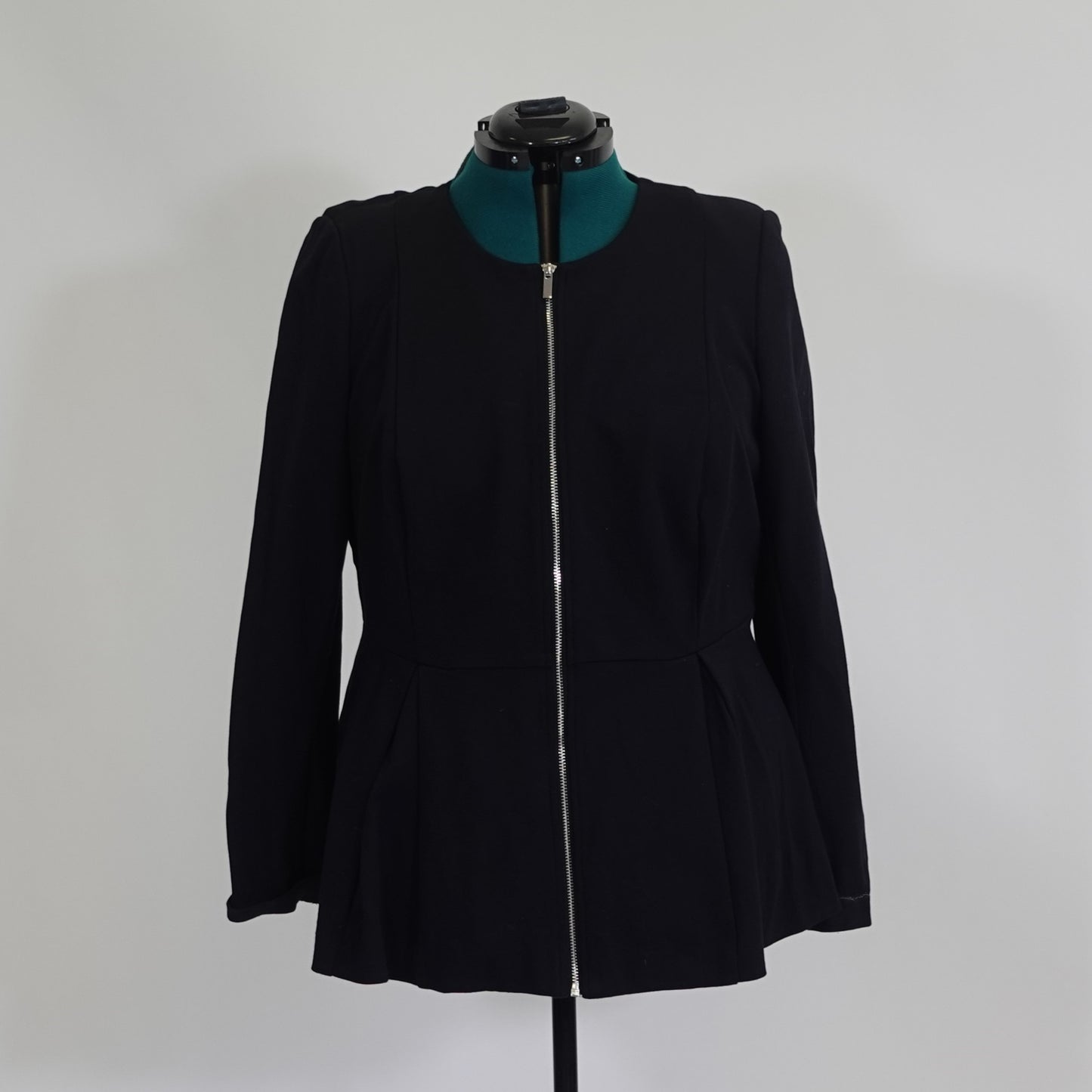 Black Zip-Up Peplum Jacket