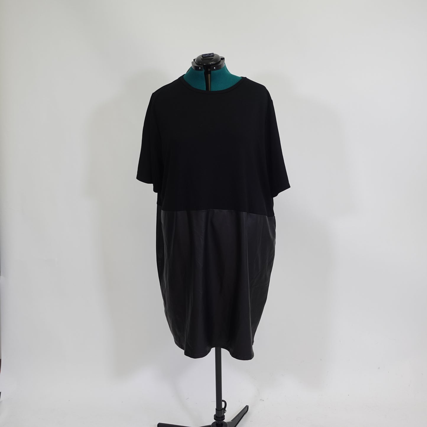 Black Dress with Faux Leather Skirt NWT