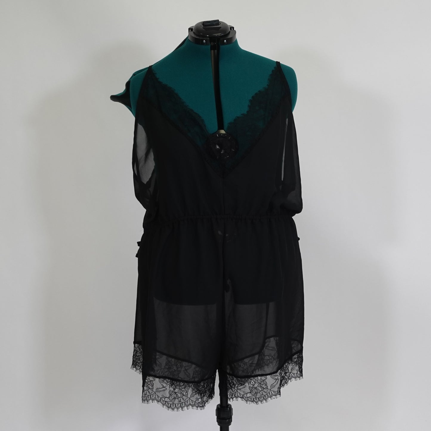 Black Mesh Teddy Romper