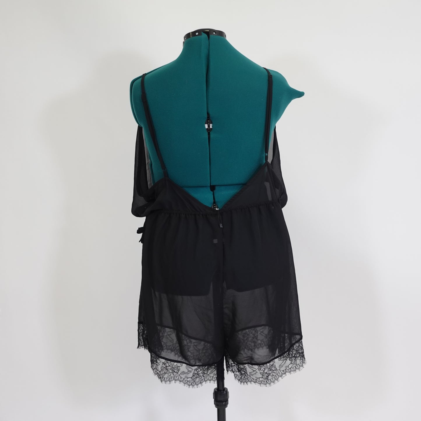 Black Mesh Teddy Romper