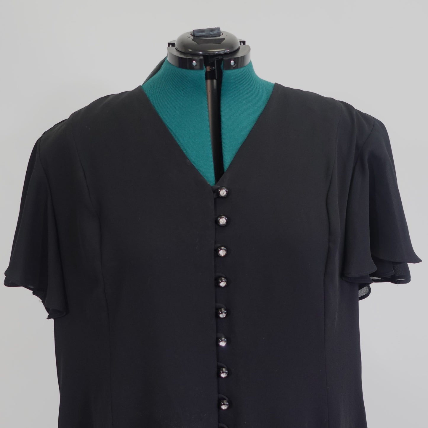 Vintage Black A-Line Button Front Dress