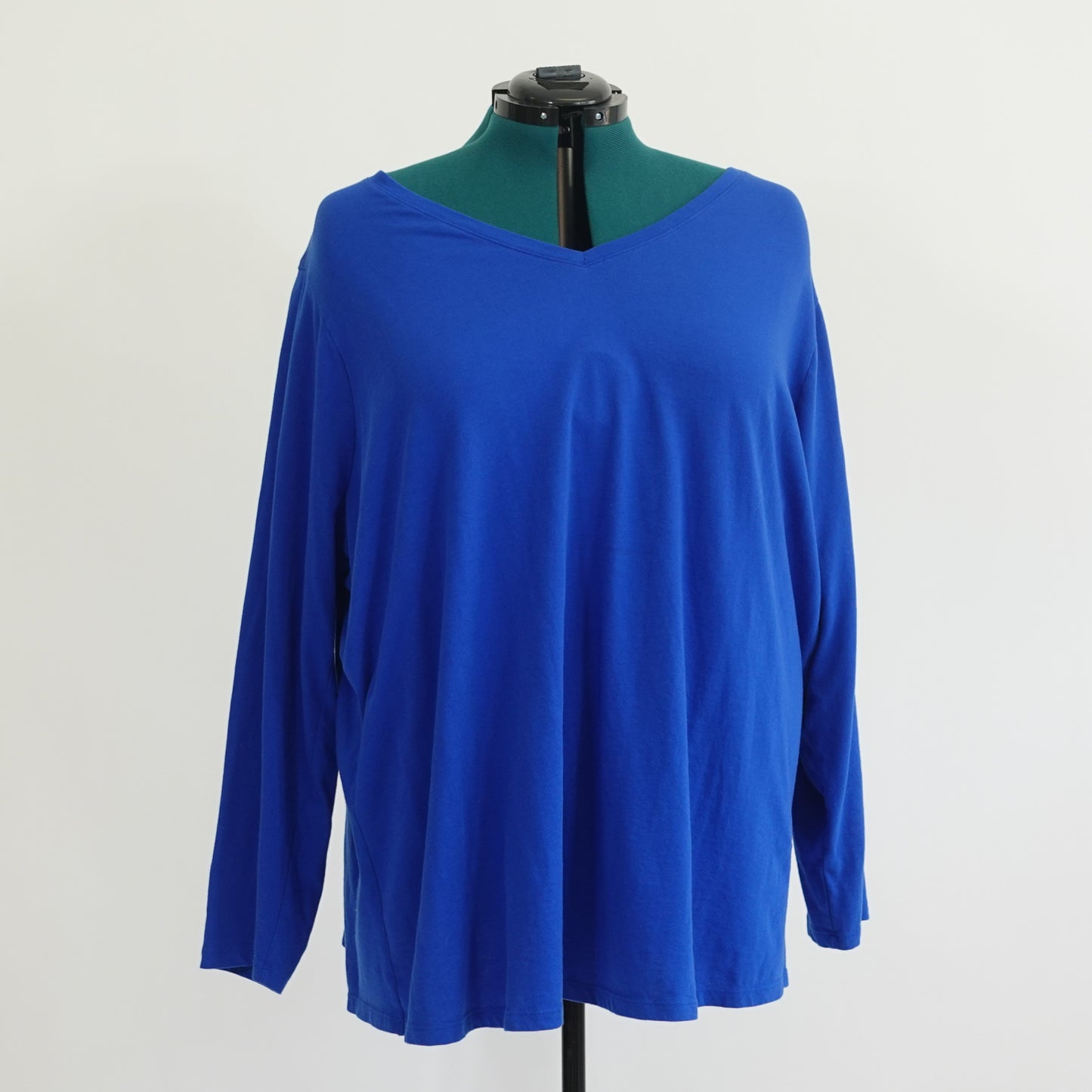 Blue Lightweight Long Sleeve V Neck Tee