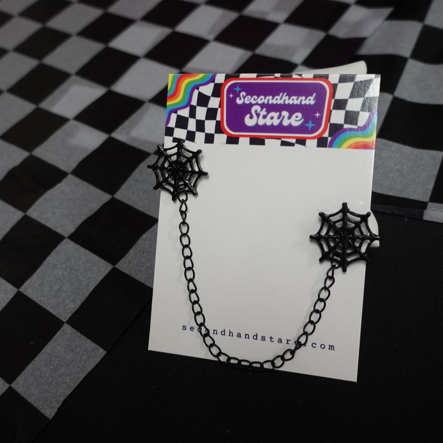 Spiderweb Chain Collar Pin