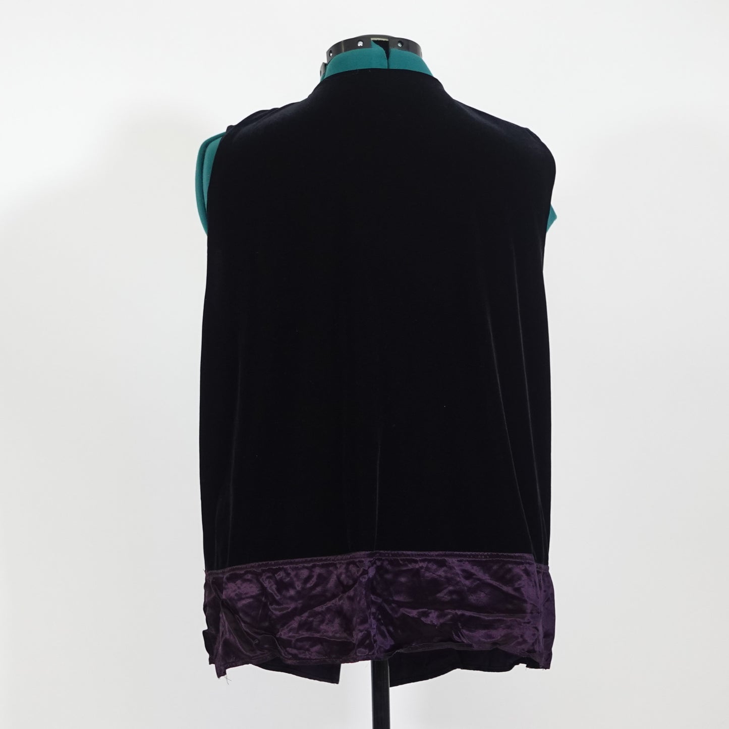 Vintage Black Velvet Vest with Satin Details