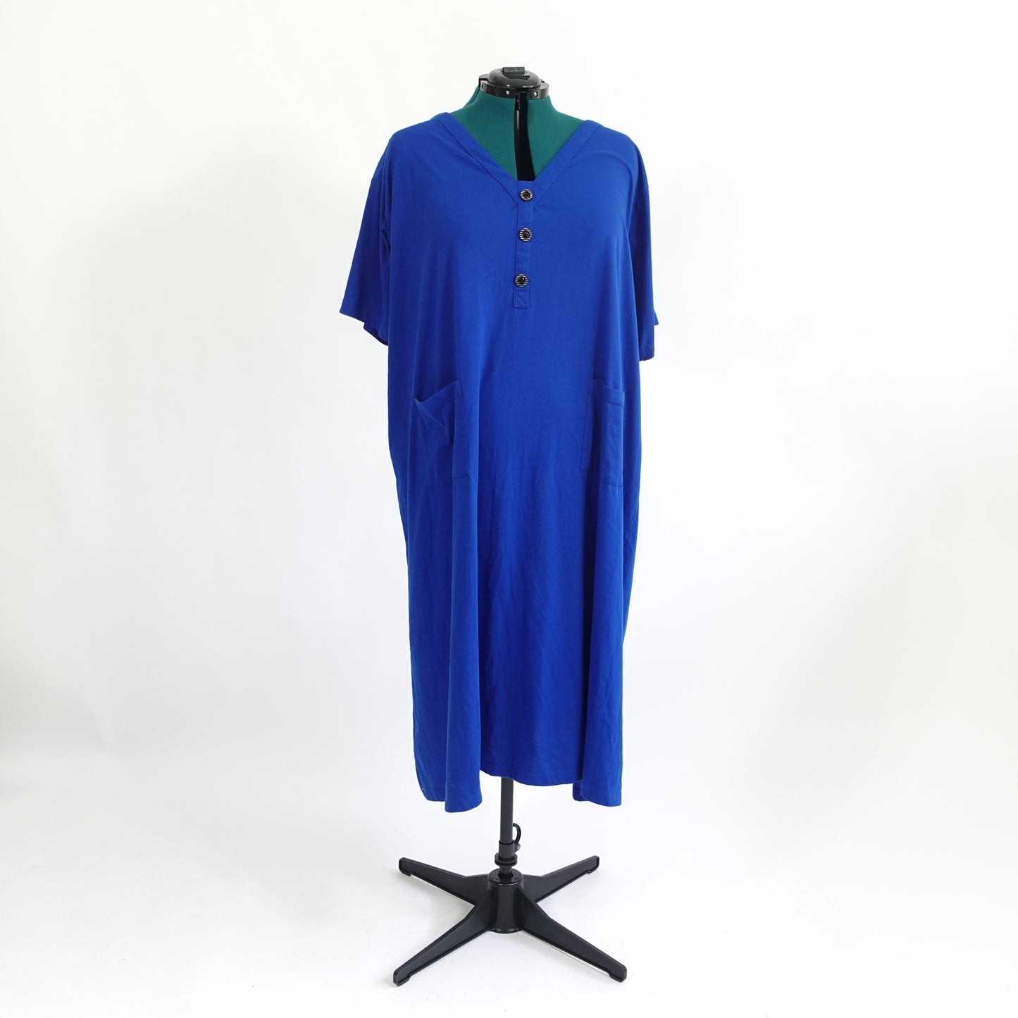Blue Midi Length House Dress with Pockets