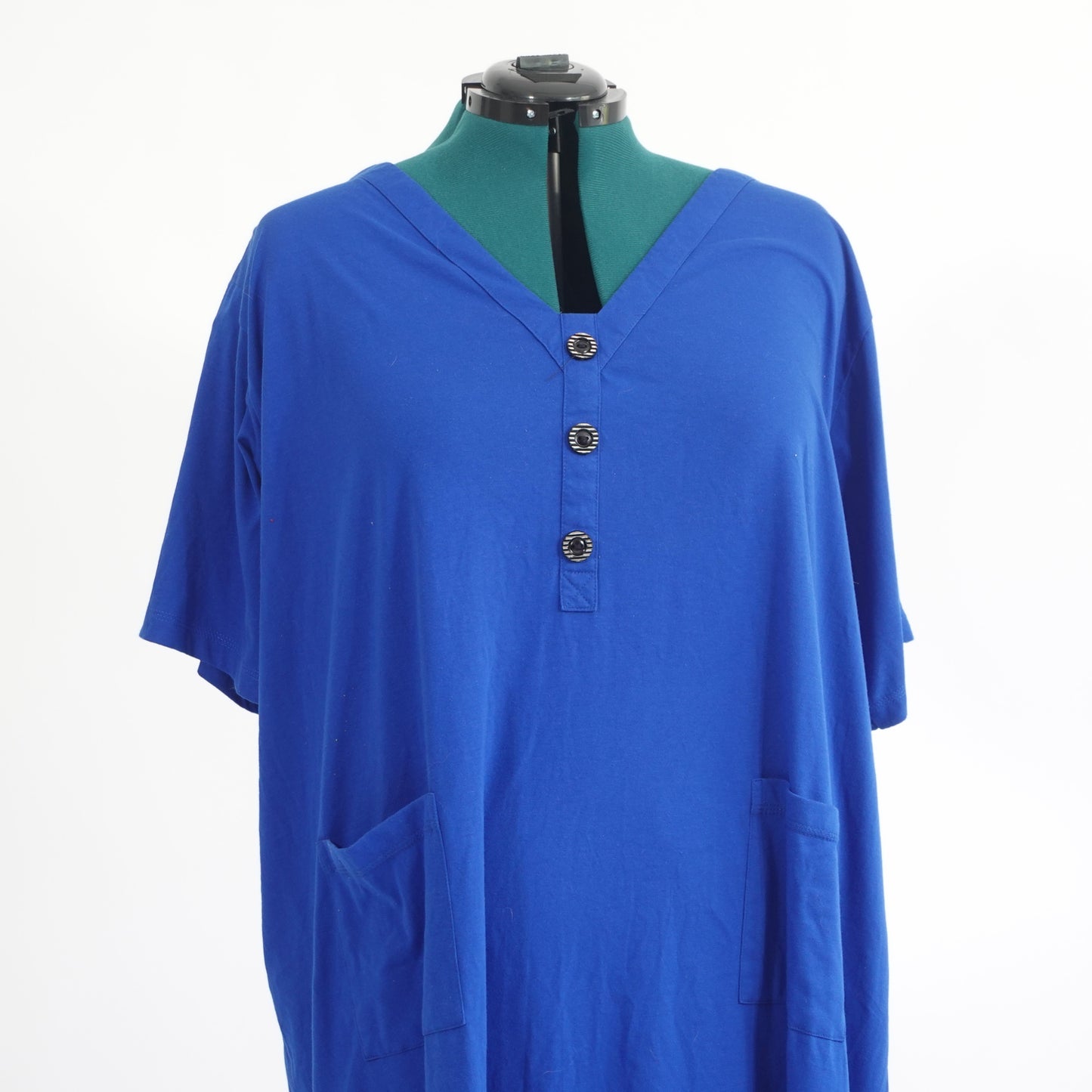 Blue Midi Length House Dress with Pockets