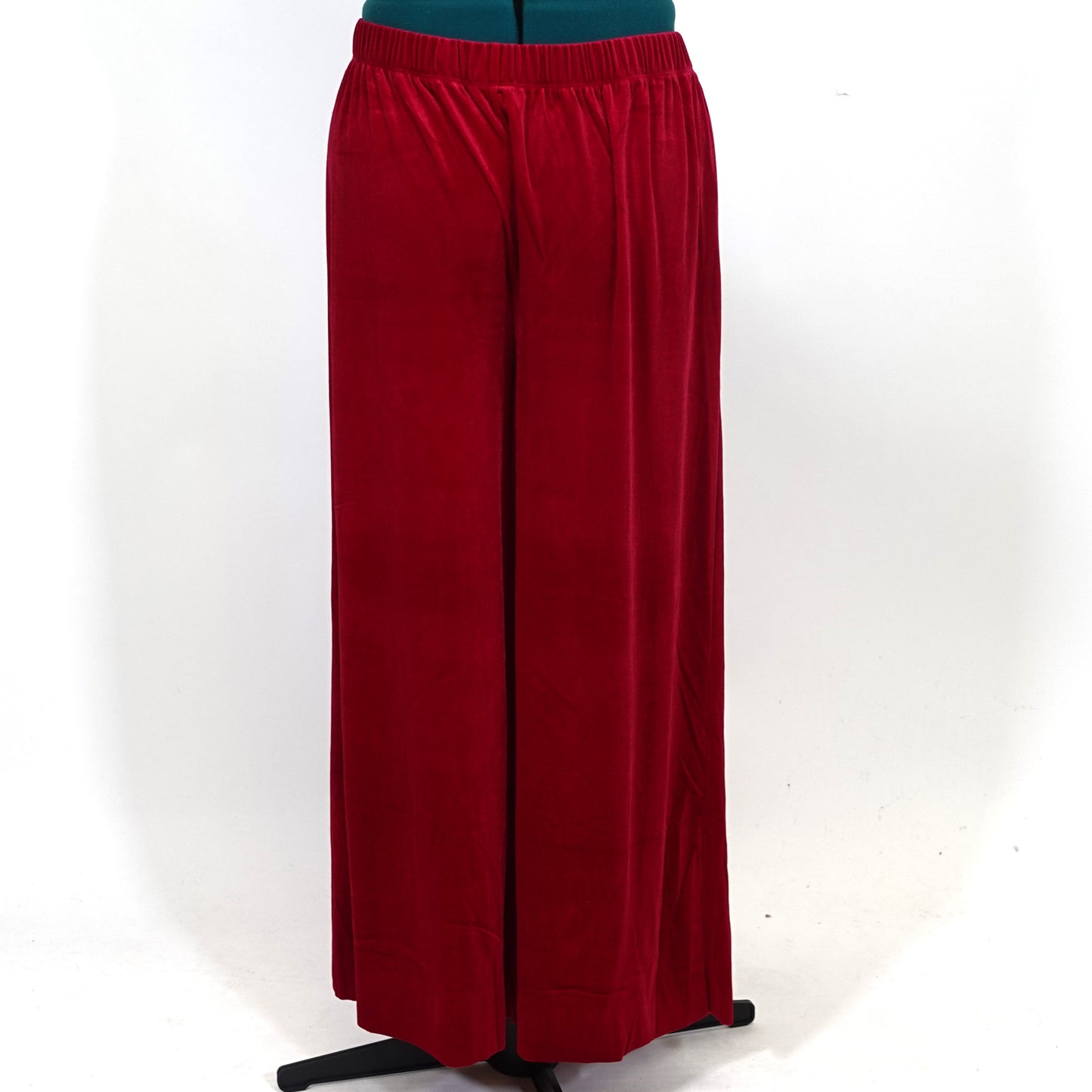 Red Velvet Wide Leg Pull-On Pants
