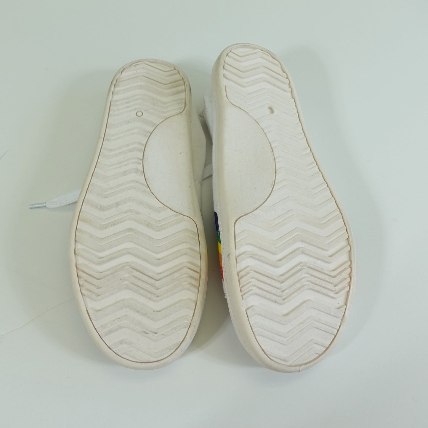 White and Rainbow Canvas Sneakers (Size 7W)