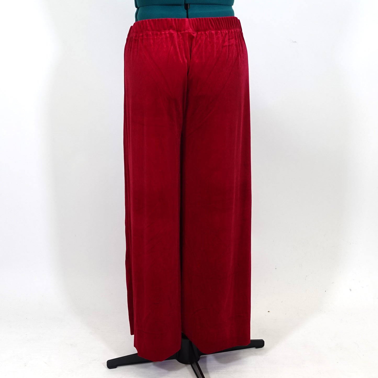 Red Velvet Wide Leg Pull-On Pants