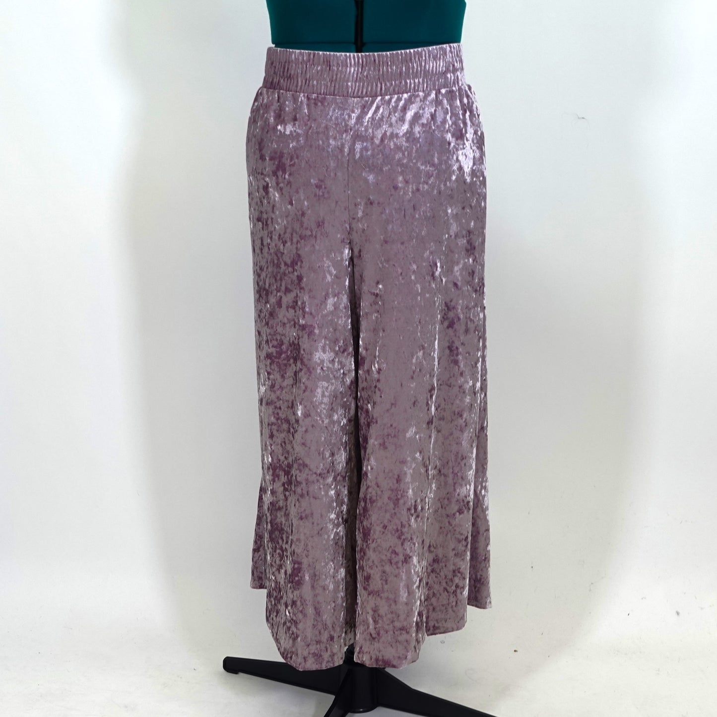 Purple Velvet Wide Leg Pull-On Pants