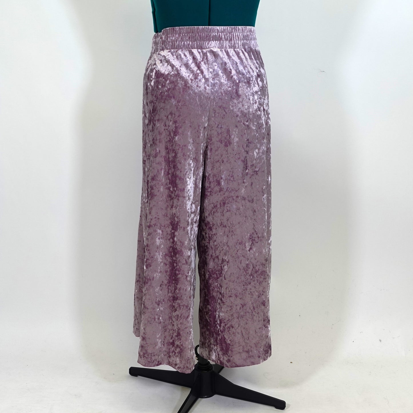 Purple Velvet Wide Leg Pull-On Pants