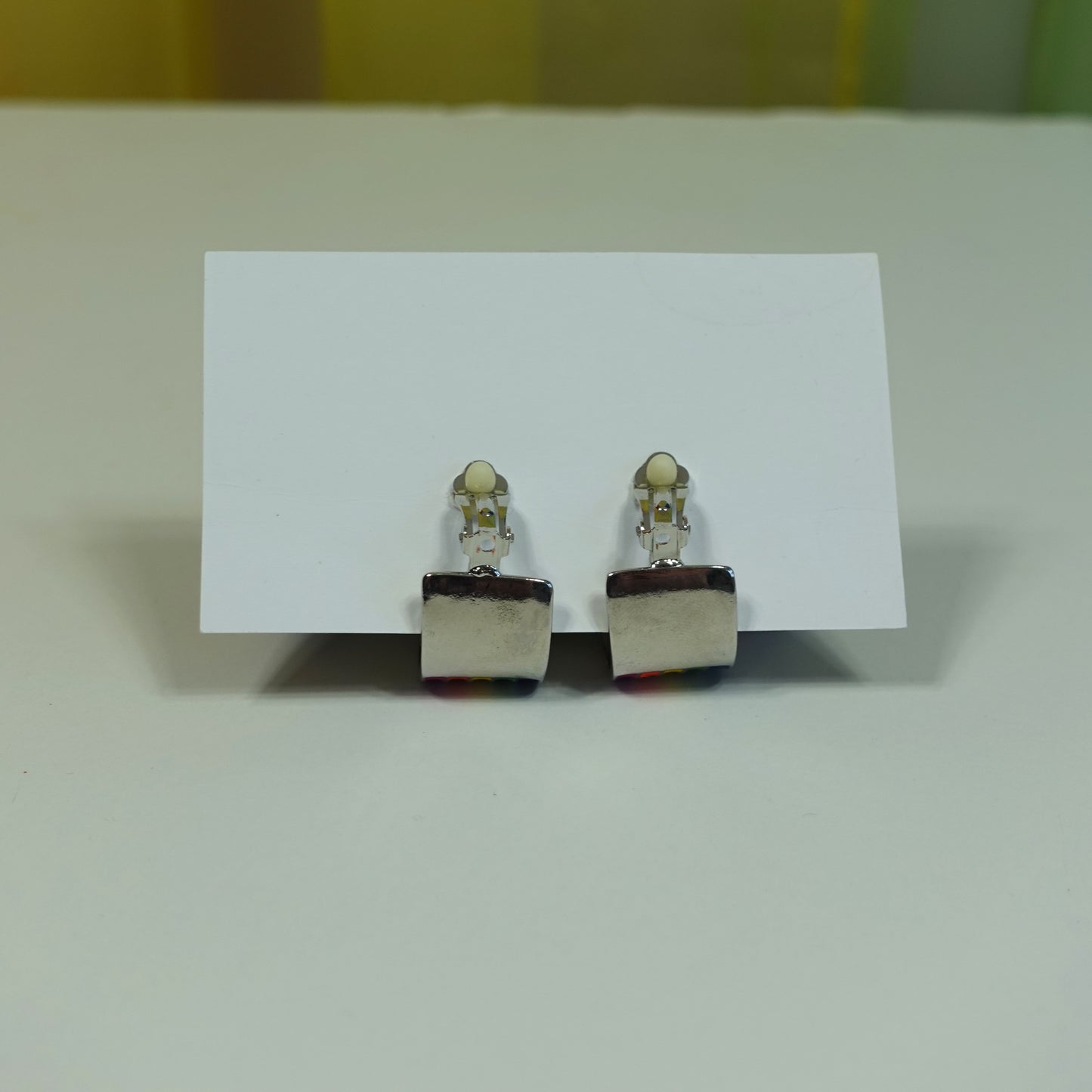 Rainbow Hoop Clip On Earrings