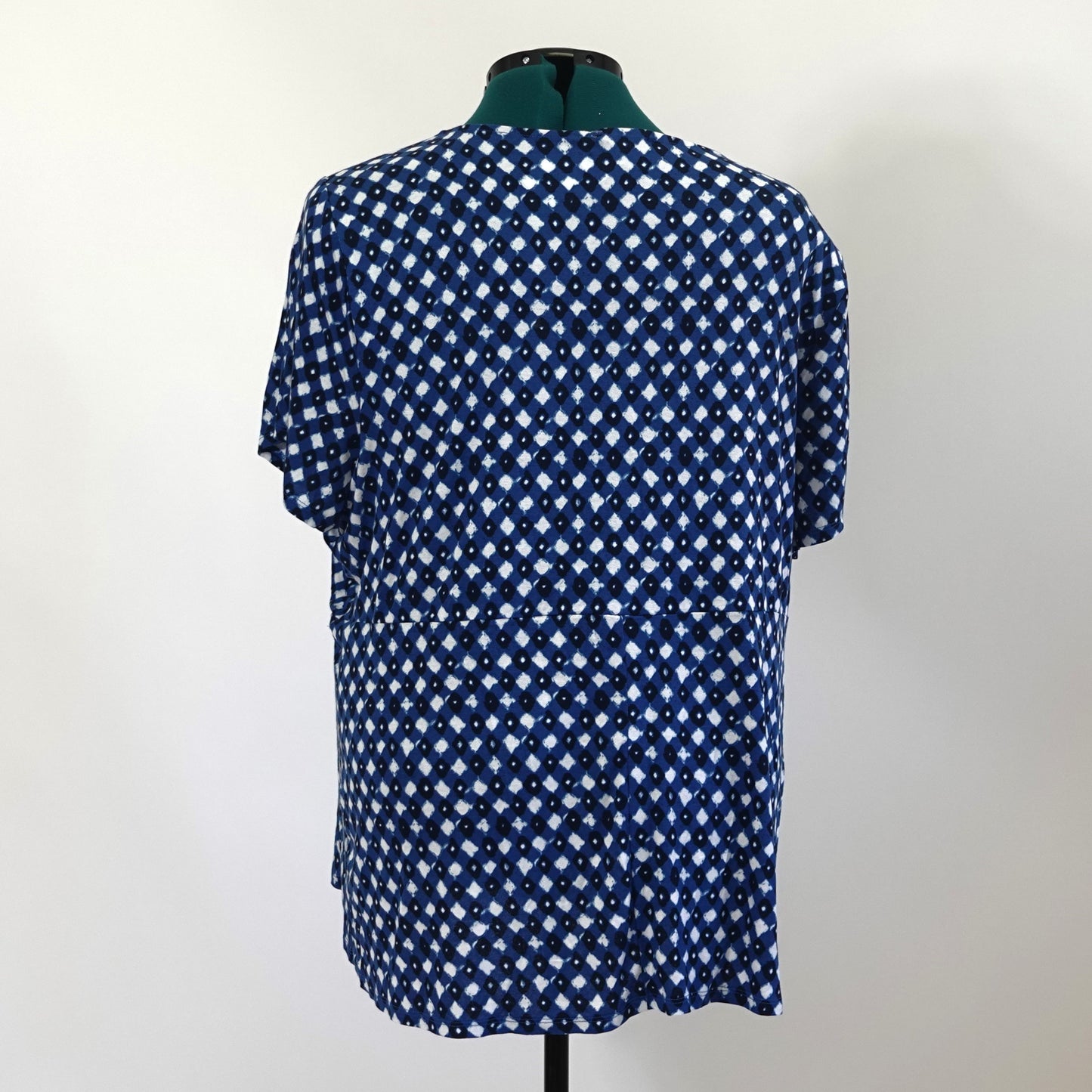 Blue Diamond Print Peasant Top