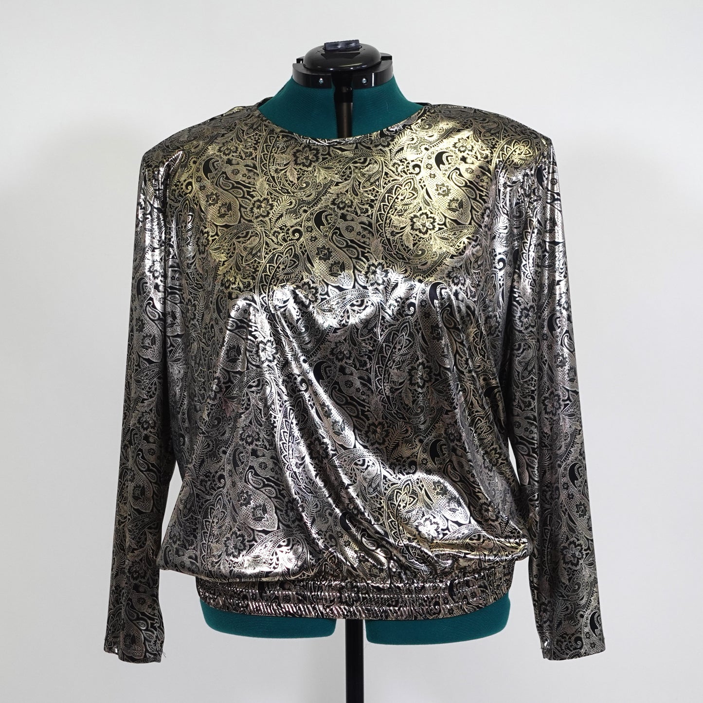 Vintage Metallic Paisley Print Top