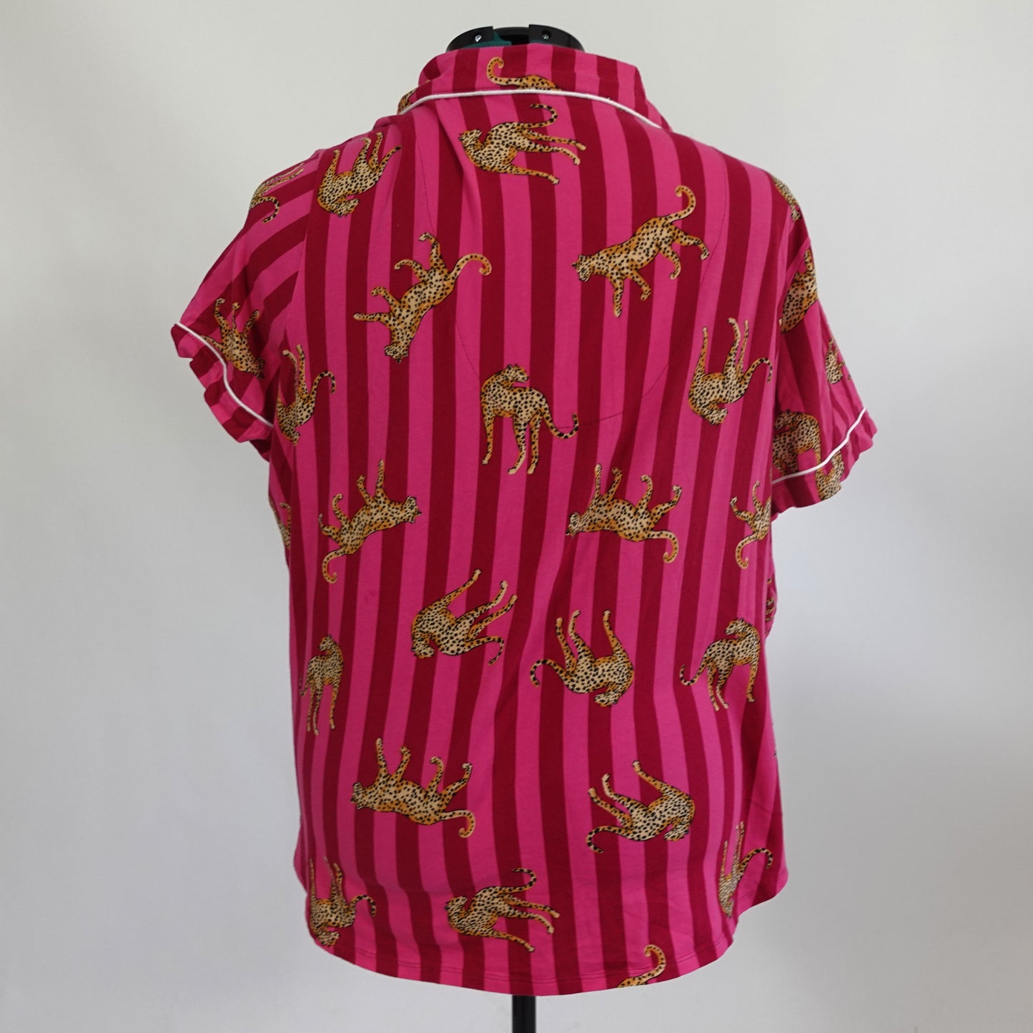 Pink Stripe and Cheetah Button Up Top