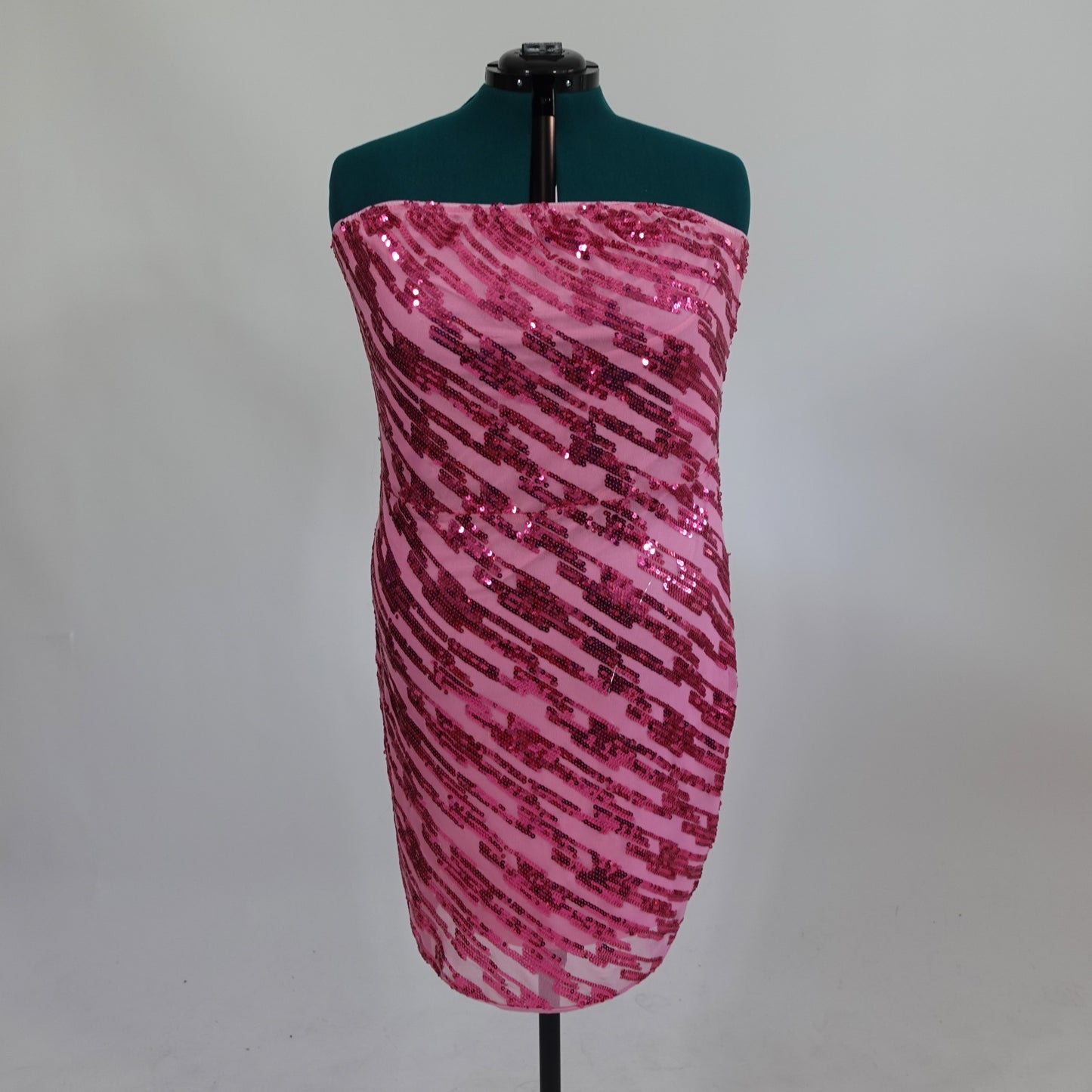 Pink Mesh Tube Dress with Pink Sequin Pattern