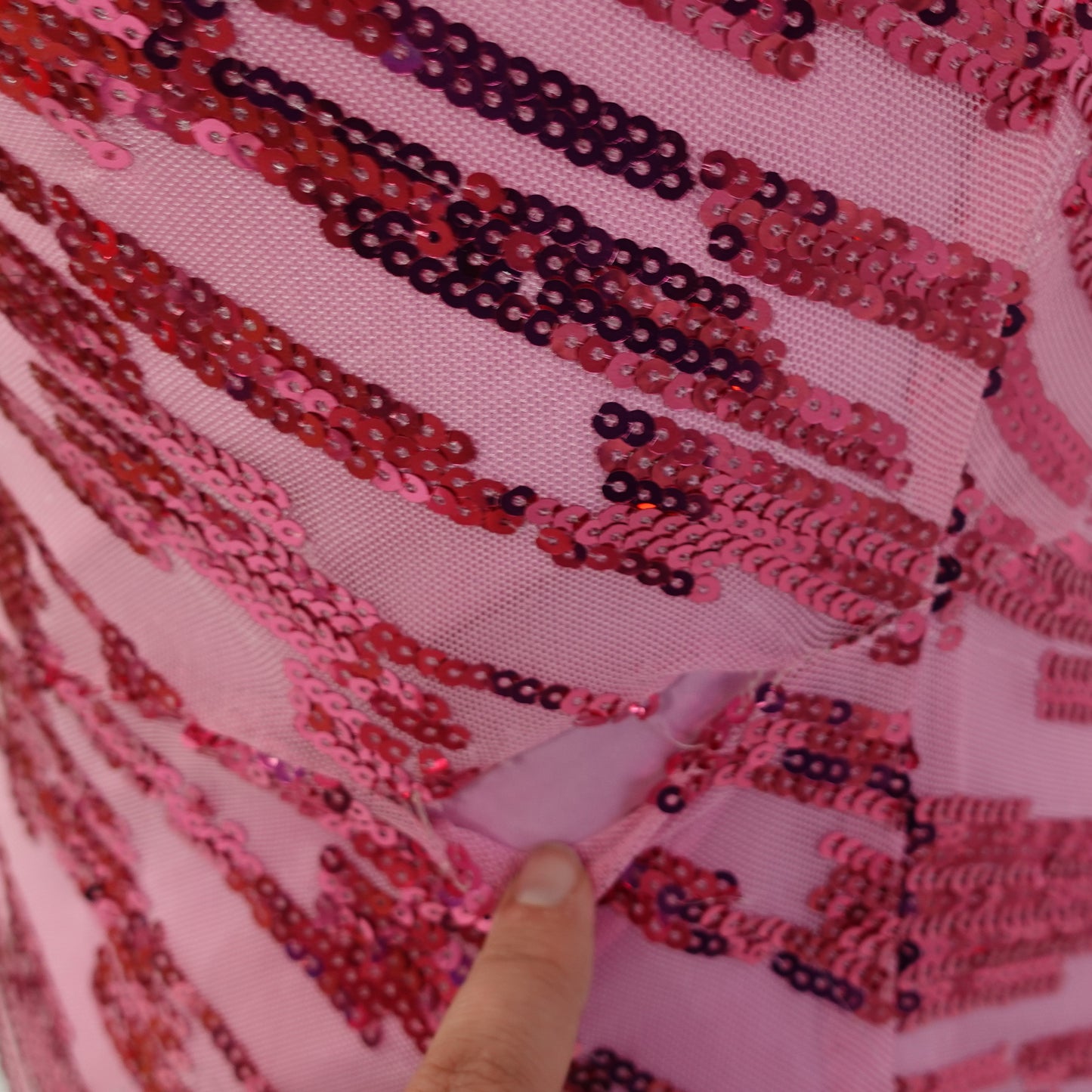 Pink Mesh Tube Dress with Pink Sequin Pattern