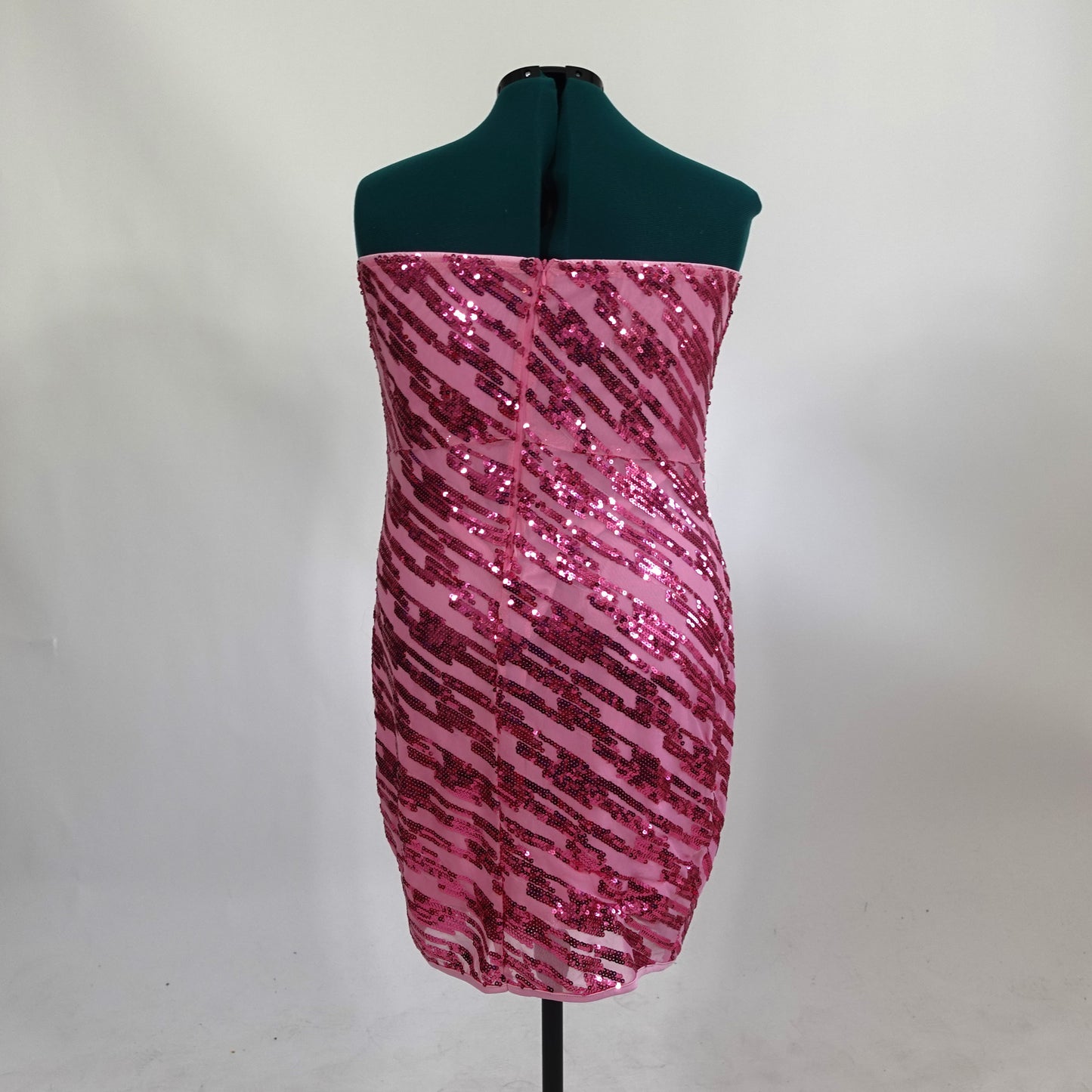 Pink Mesh Tube Dress with Pink Sequin Pattern