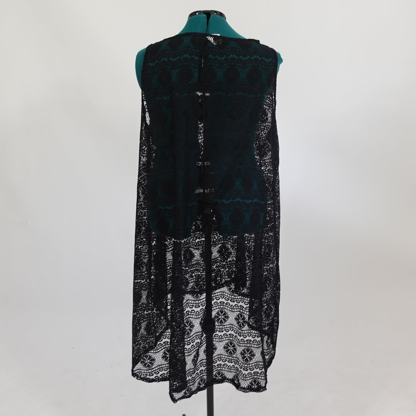 Black Sheer Lace Shift Cover Up Dress