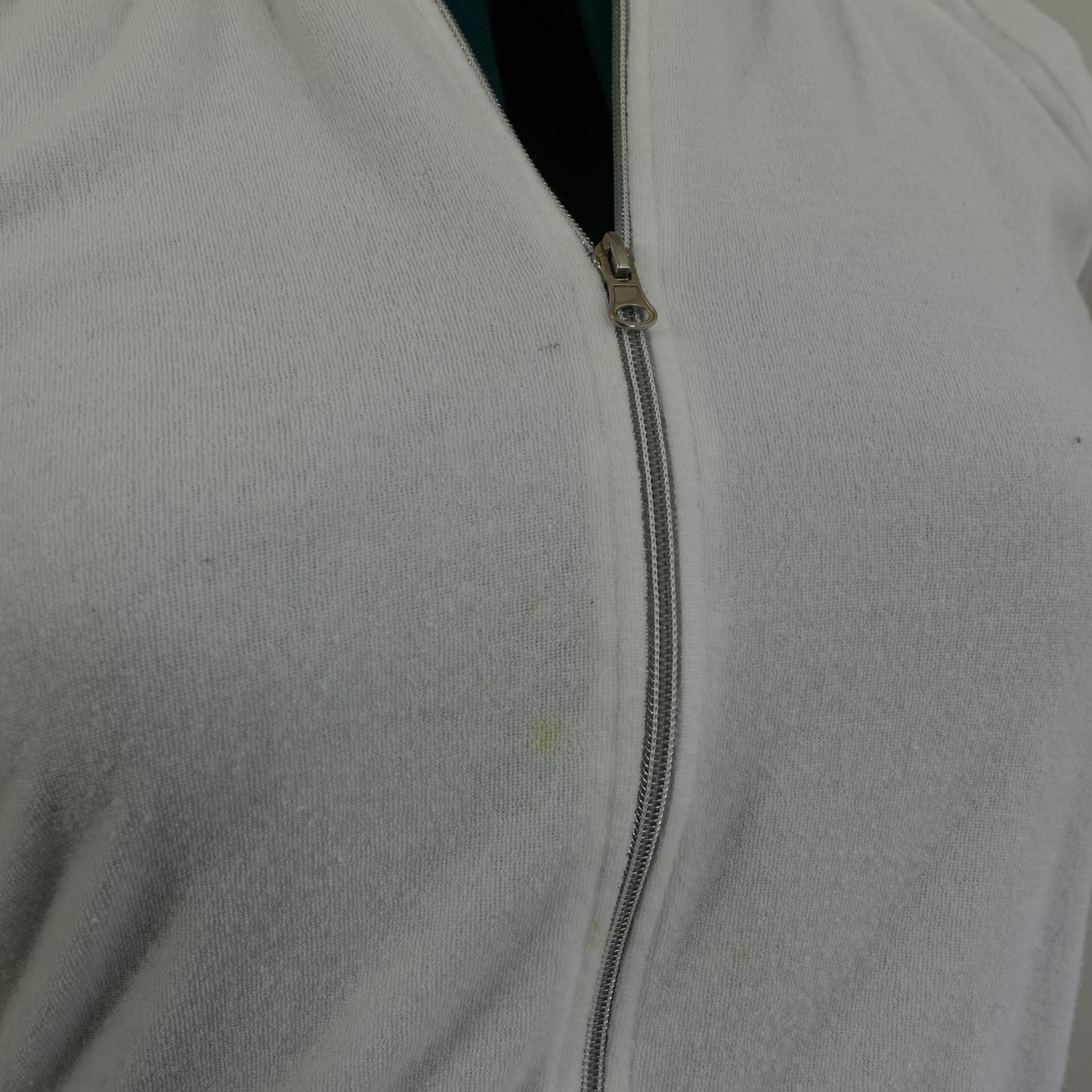 White Terrycloth Zip Up Coverup Dress