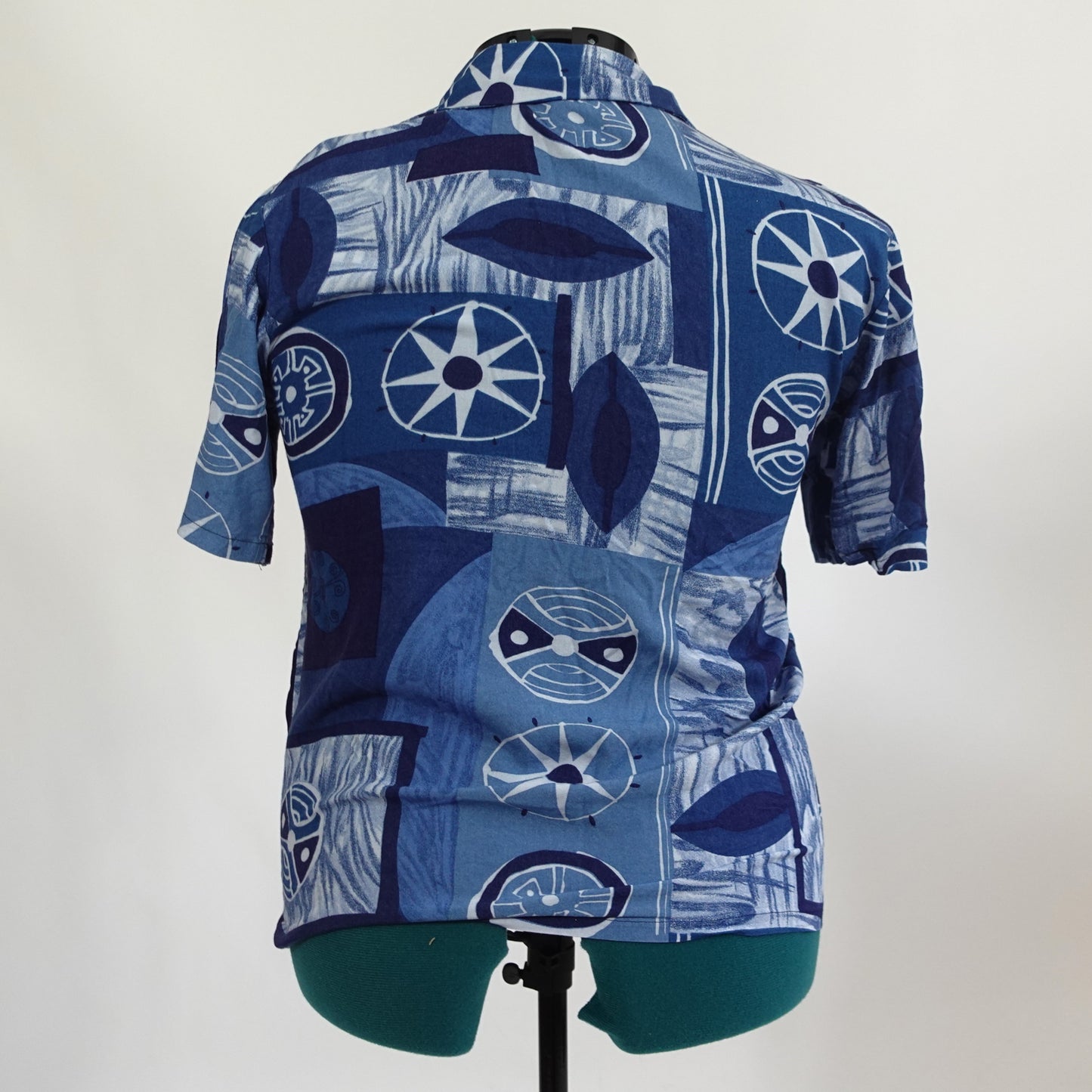 Vintage Blue Printed Button Up