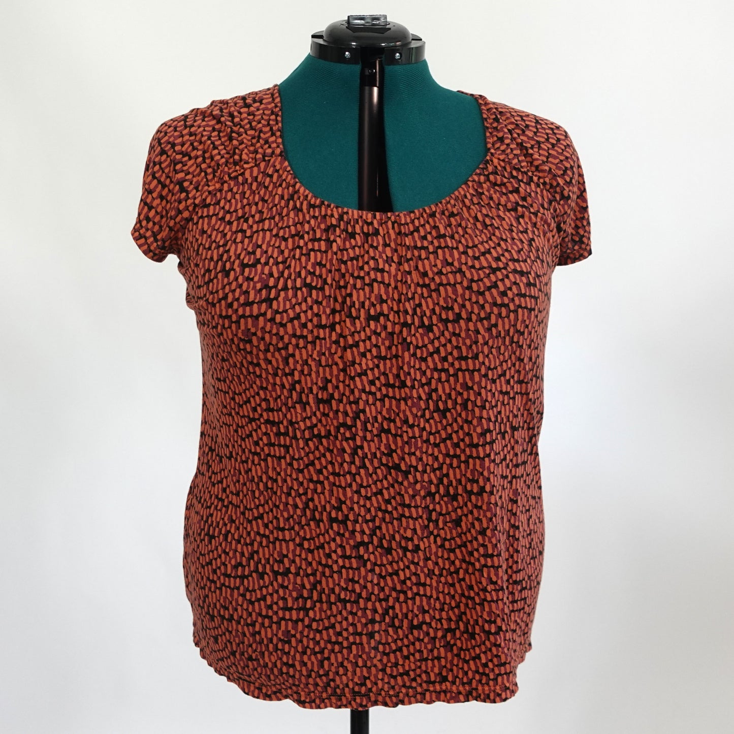 Orange and Black Abstract Top
