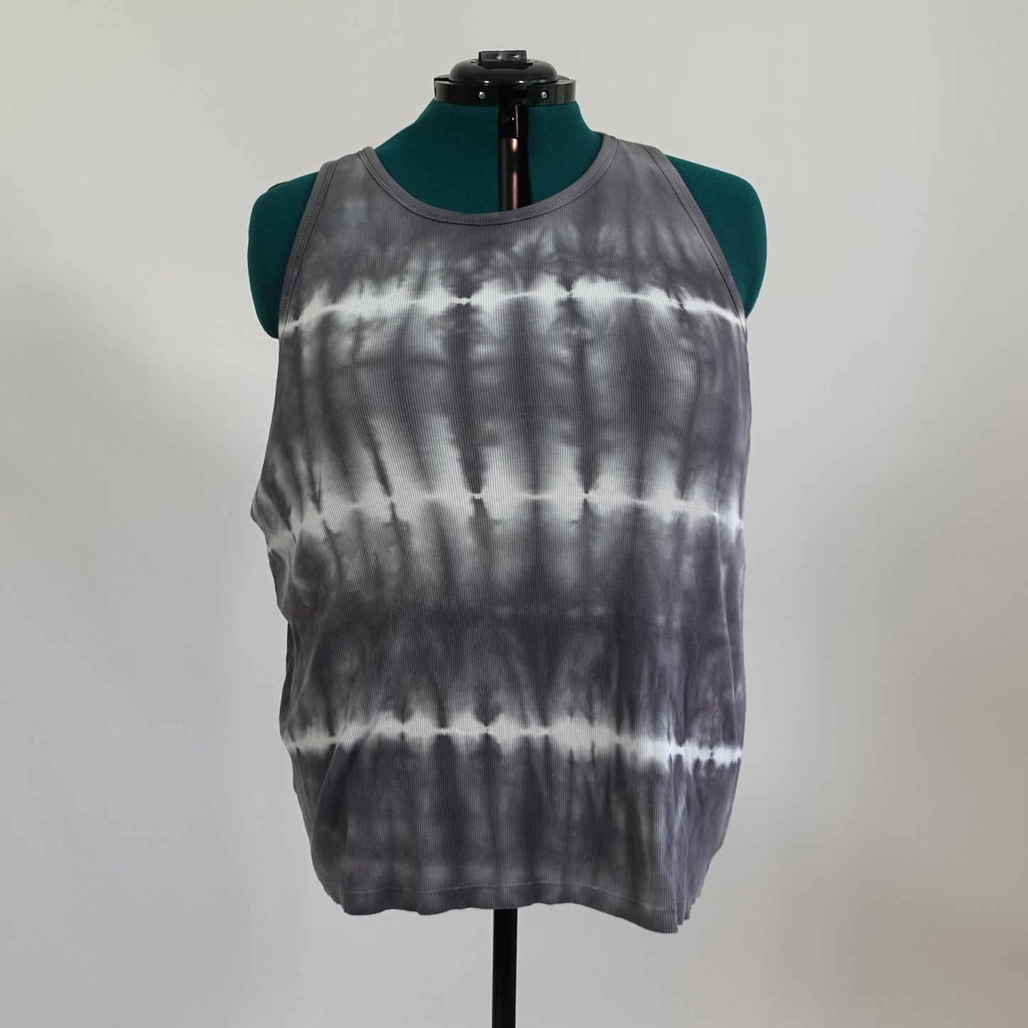 Grey and White Tie Dye Ribbed Tank
