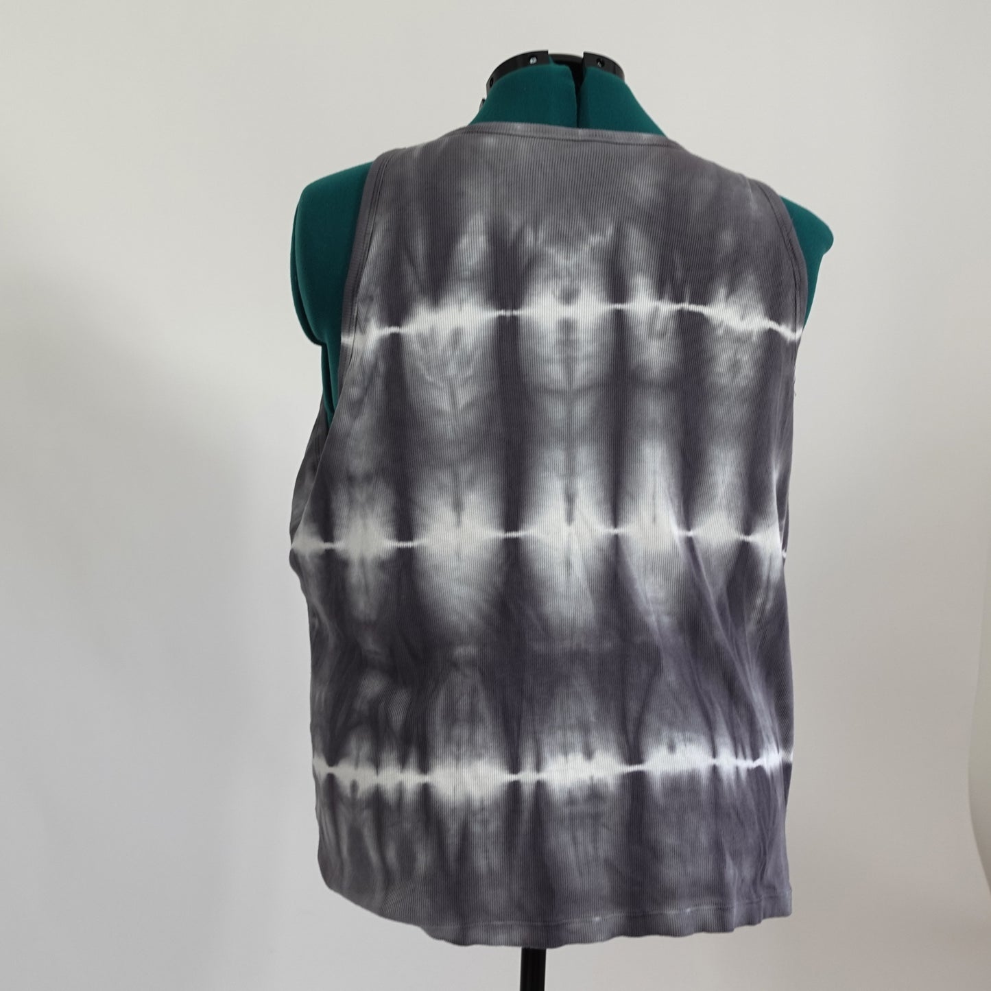 Grey and White Tie Dye Ribbed Tank