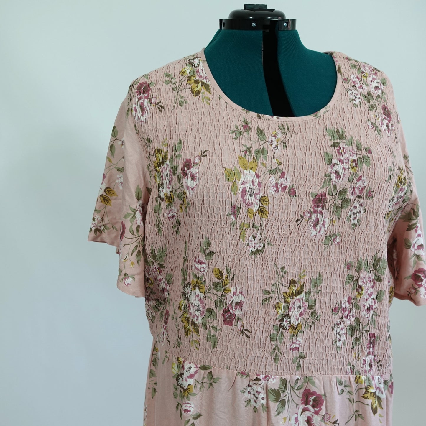 Vintage Light Pink Floral Ankle Length Dress