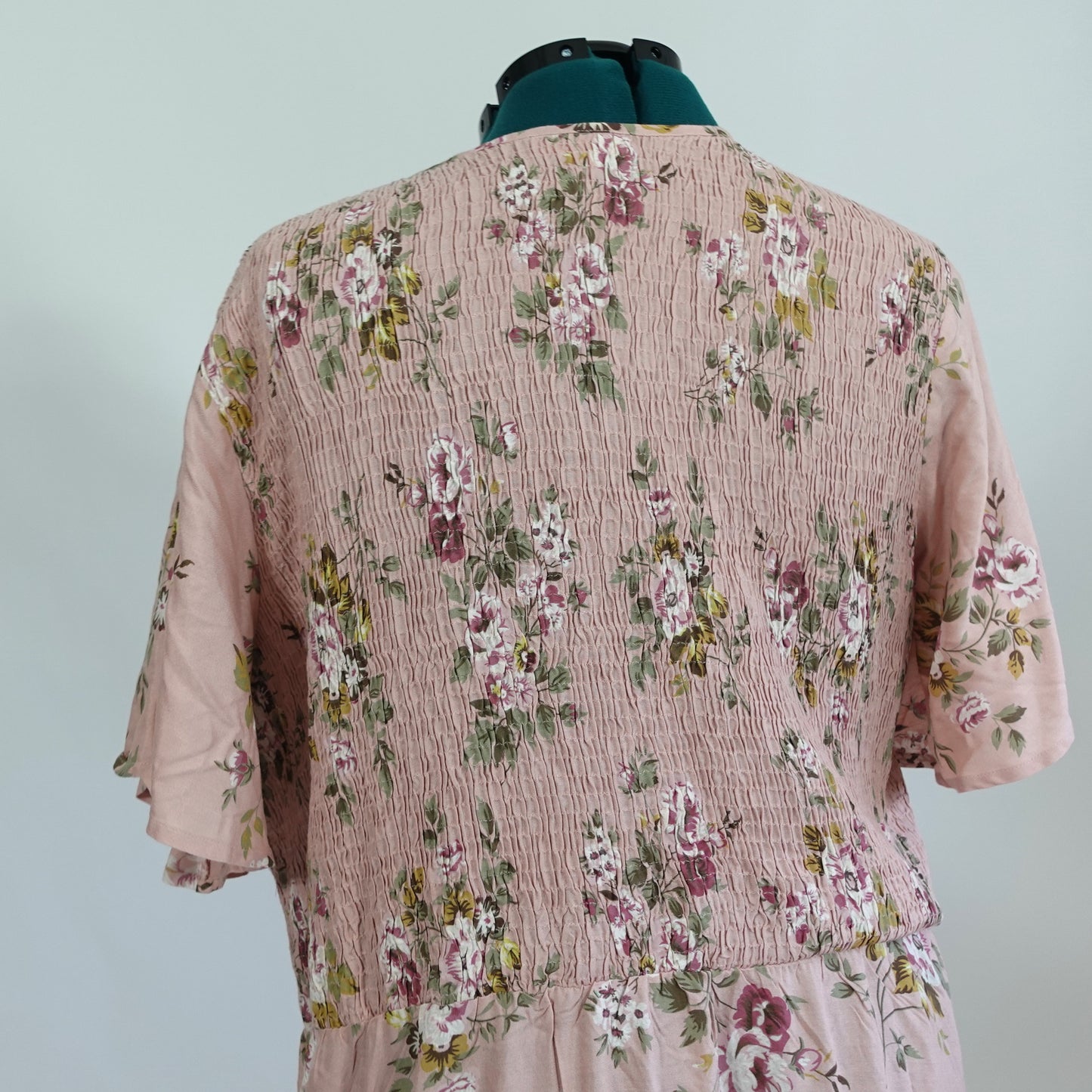 Vintage Light Pink Floral Ankle Length Dress