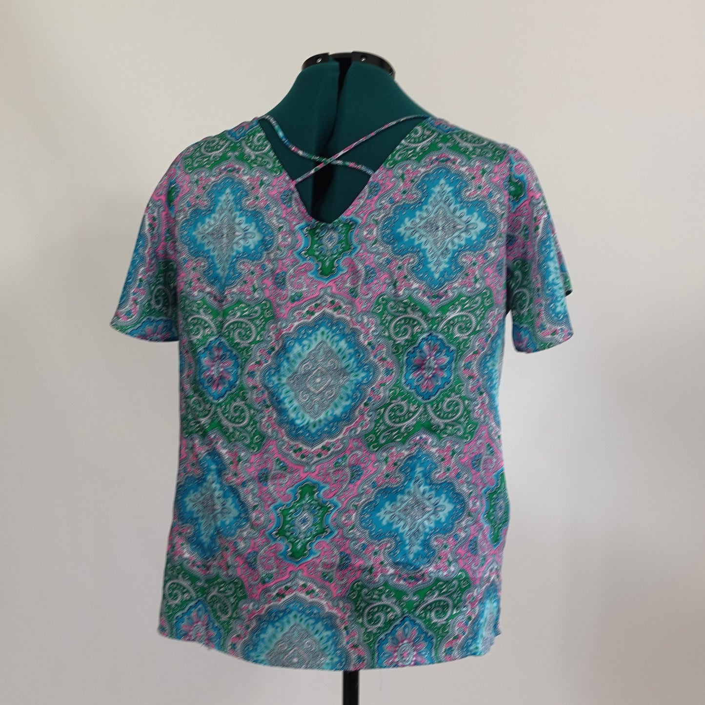 Multicolored Paisley Short Sleeve Top