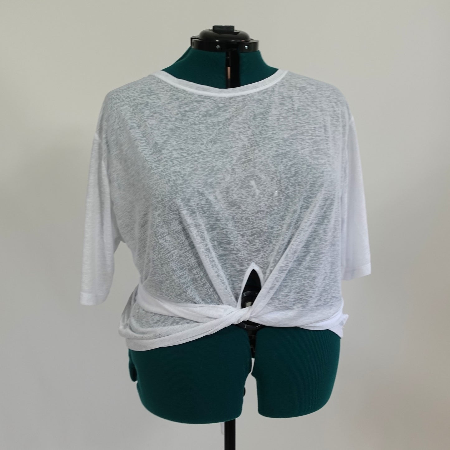 White Crop Top with Tie Detail